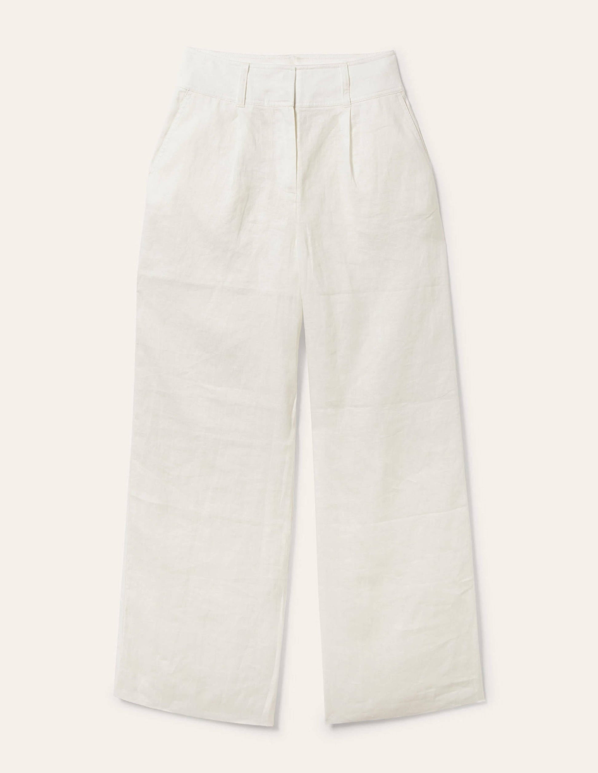 Wide Leg Linen Trousers-White-7