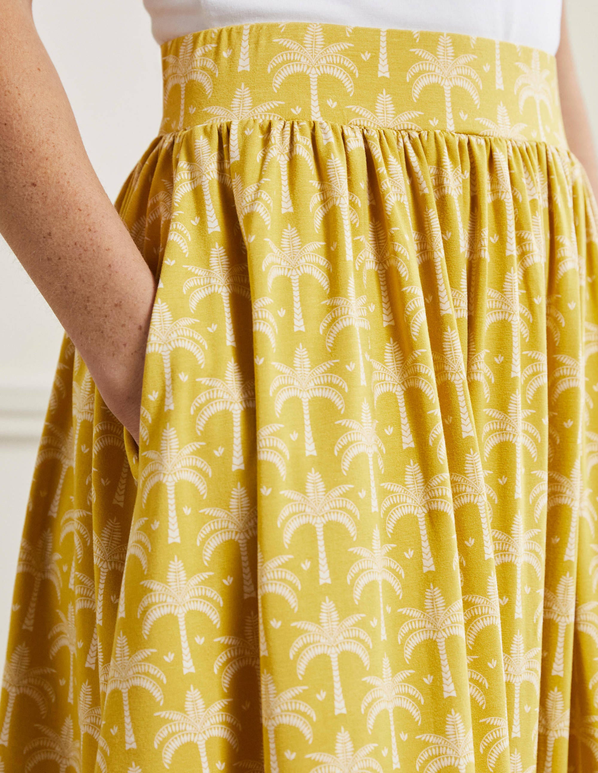 Pull On Jersey Mini Skirt-Butter, Paradise Palm - Image 2
