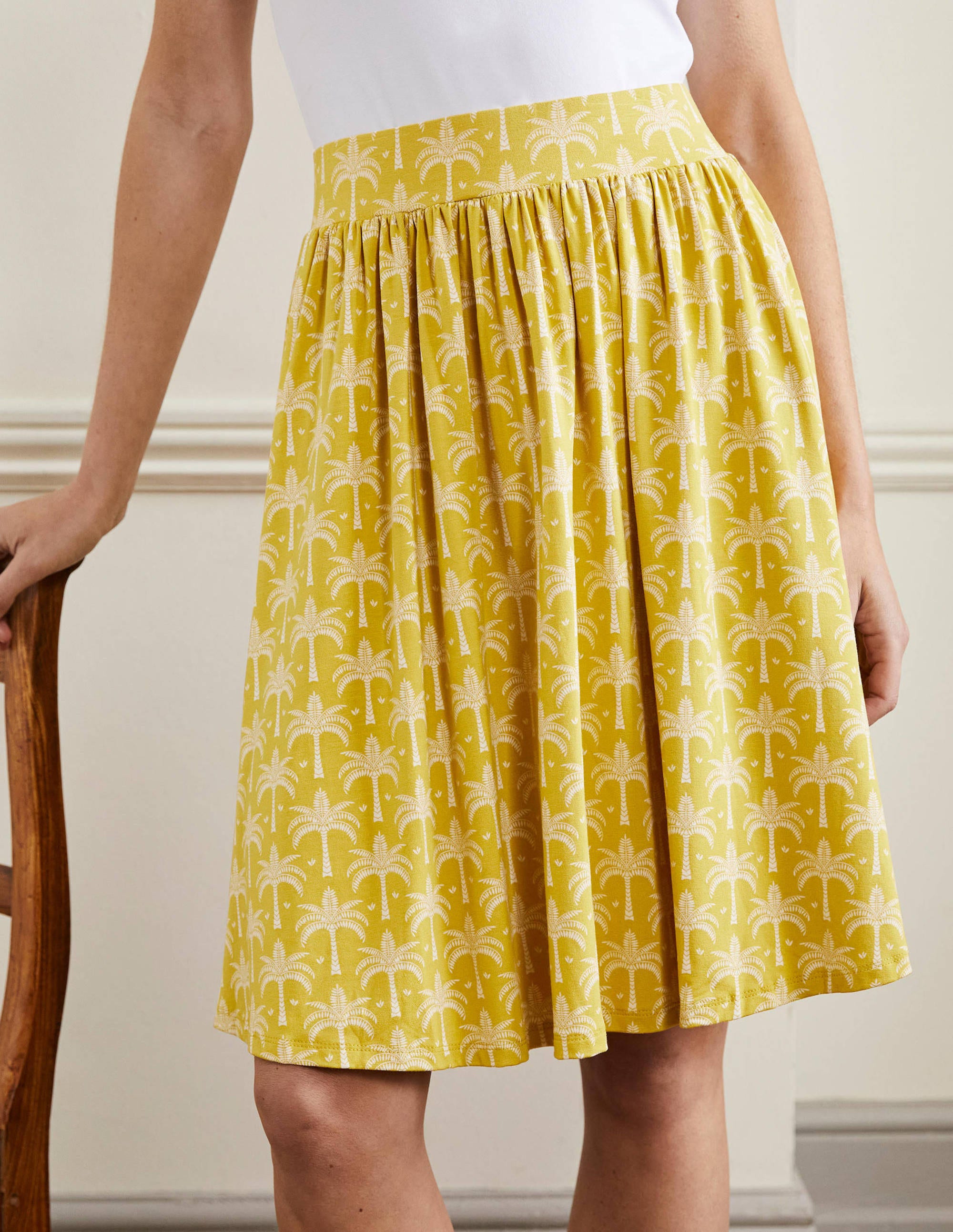 Pull On Jersey Mini Skirt-Butter, Paradise Palm - Image 4