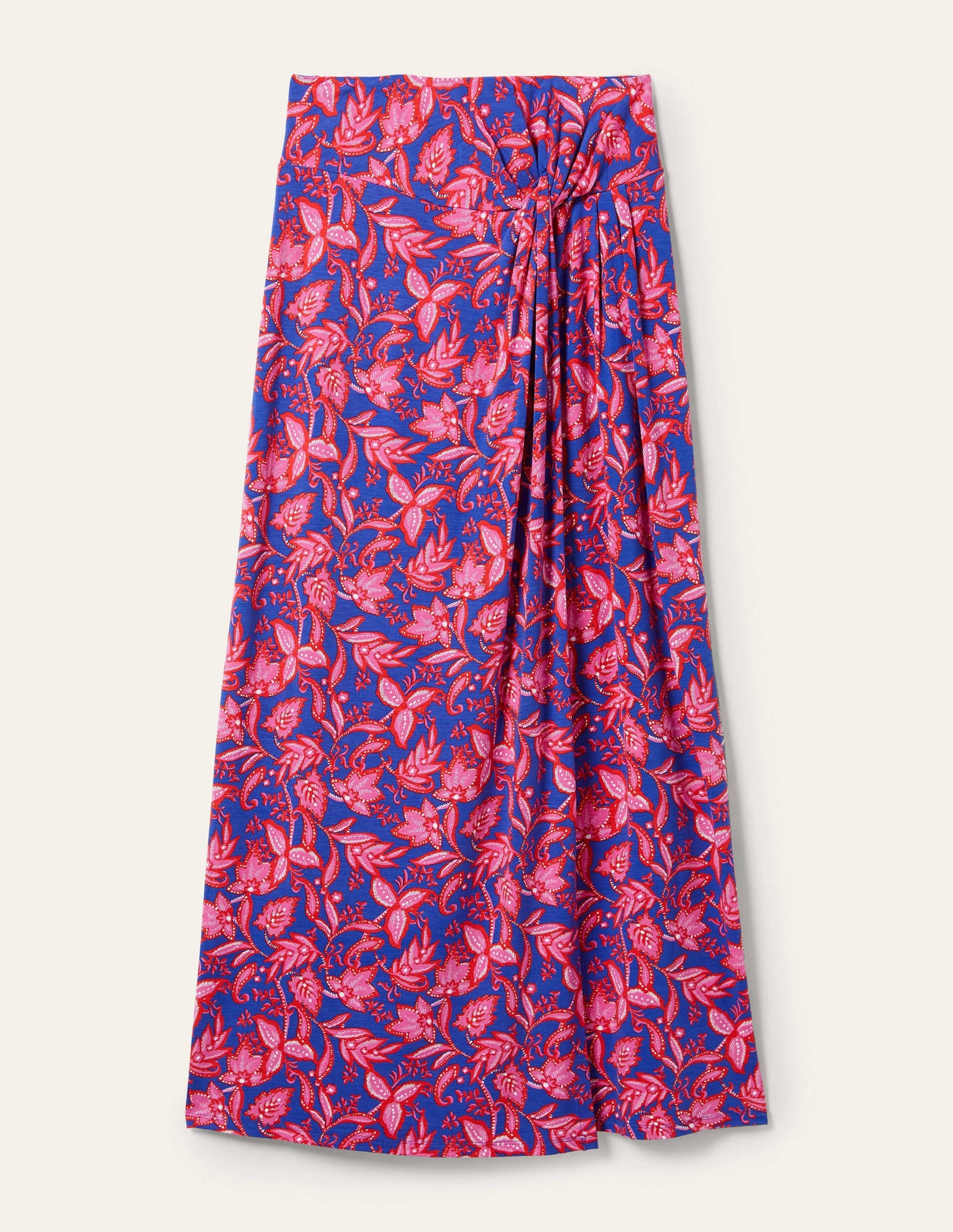 Knot Waist Jersey Midi Skirt-Strawberry Daiquiri, Flora-5