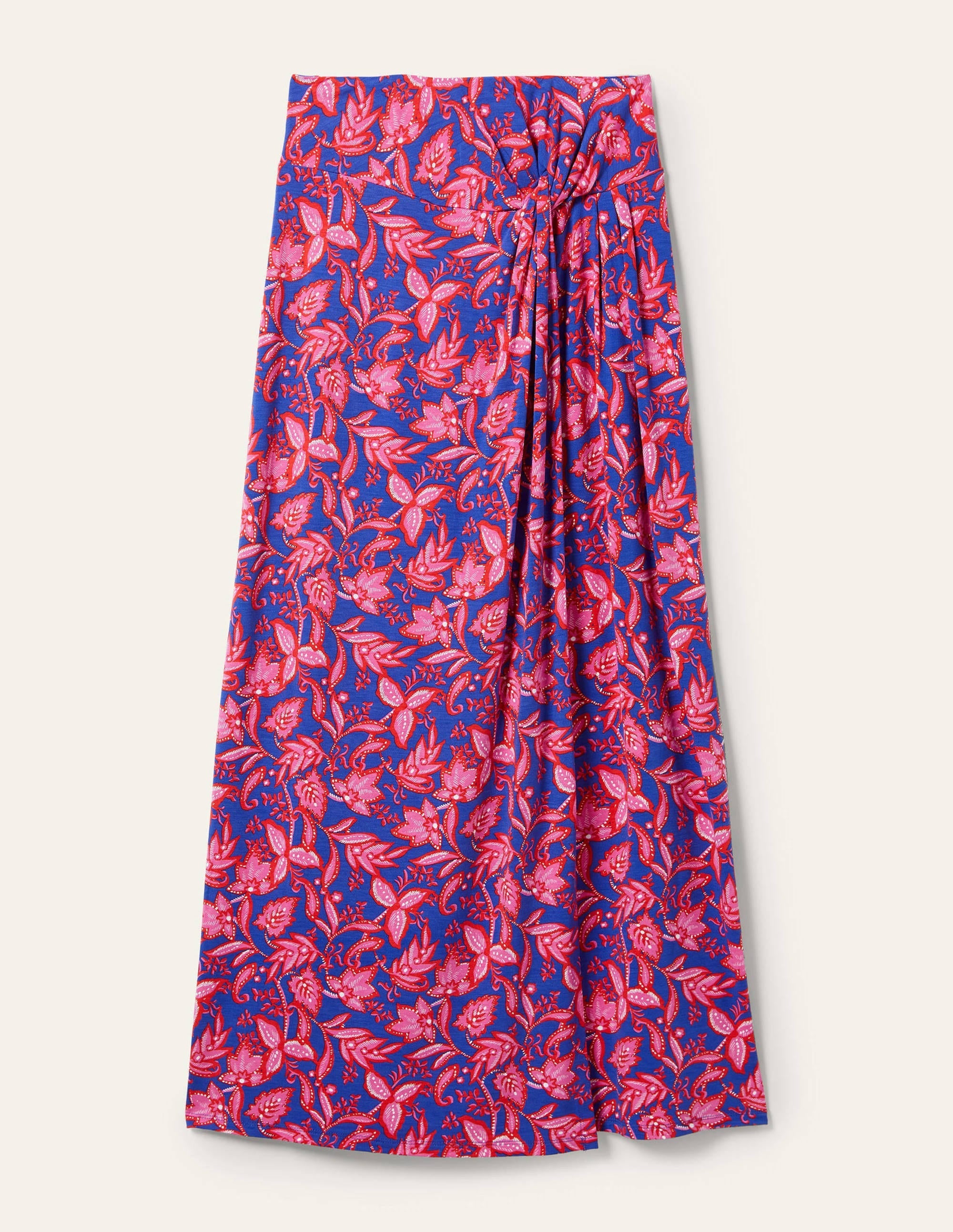 Knot Waist Jersey Midi Skirt-Strawberry Daiquiri, Flora - Image 5