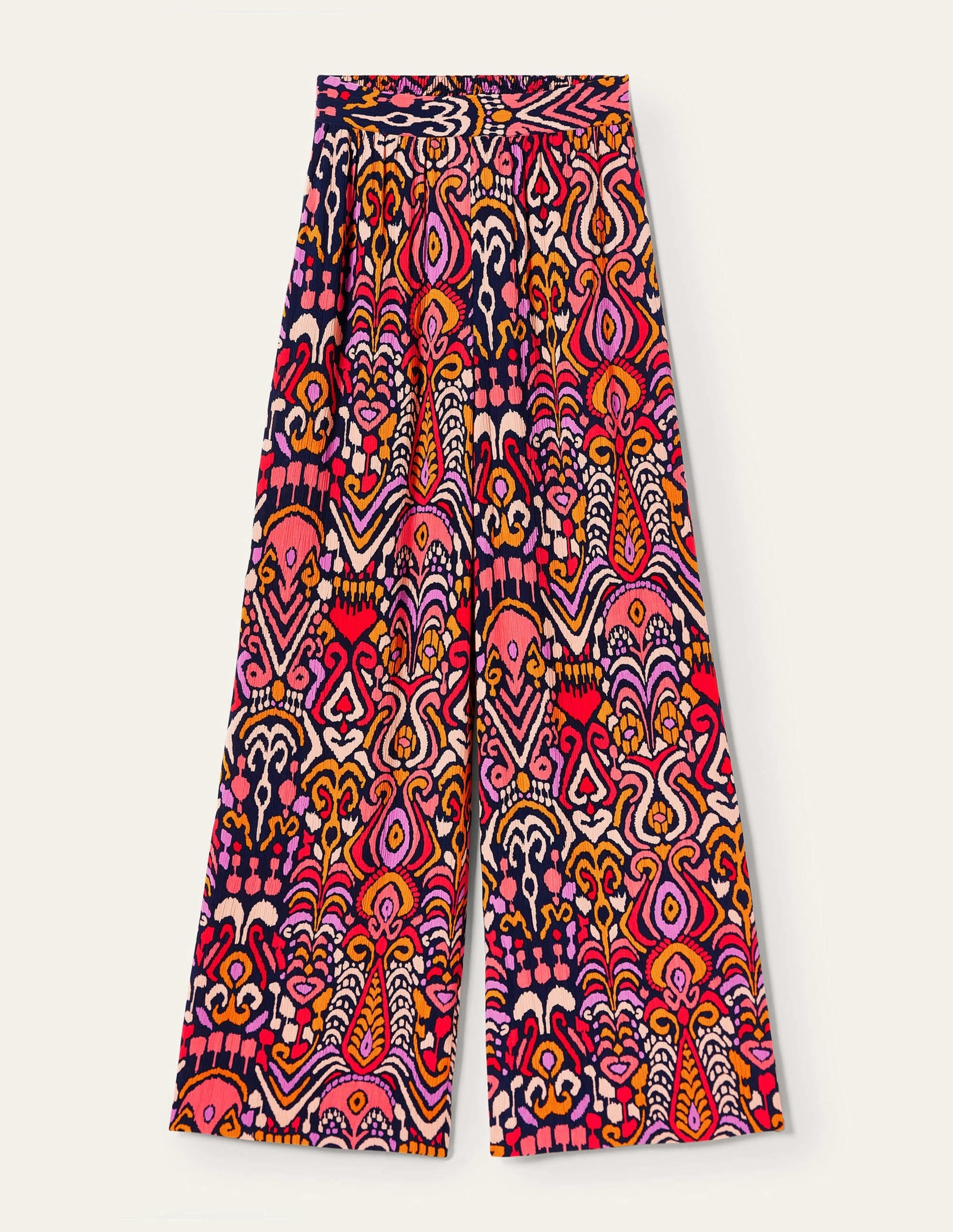 Grace Crinkle Wide Leg Trouser-French Navy, Ikat Charm-5