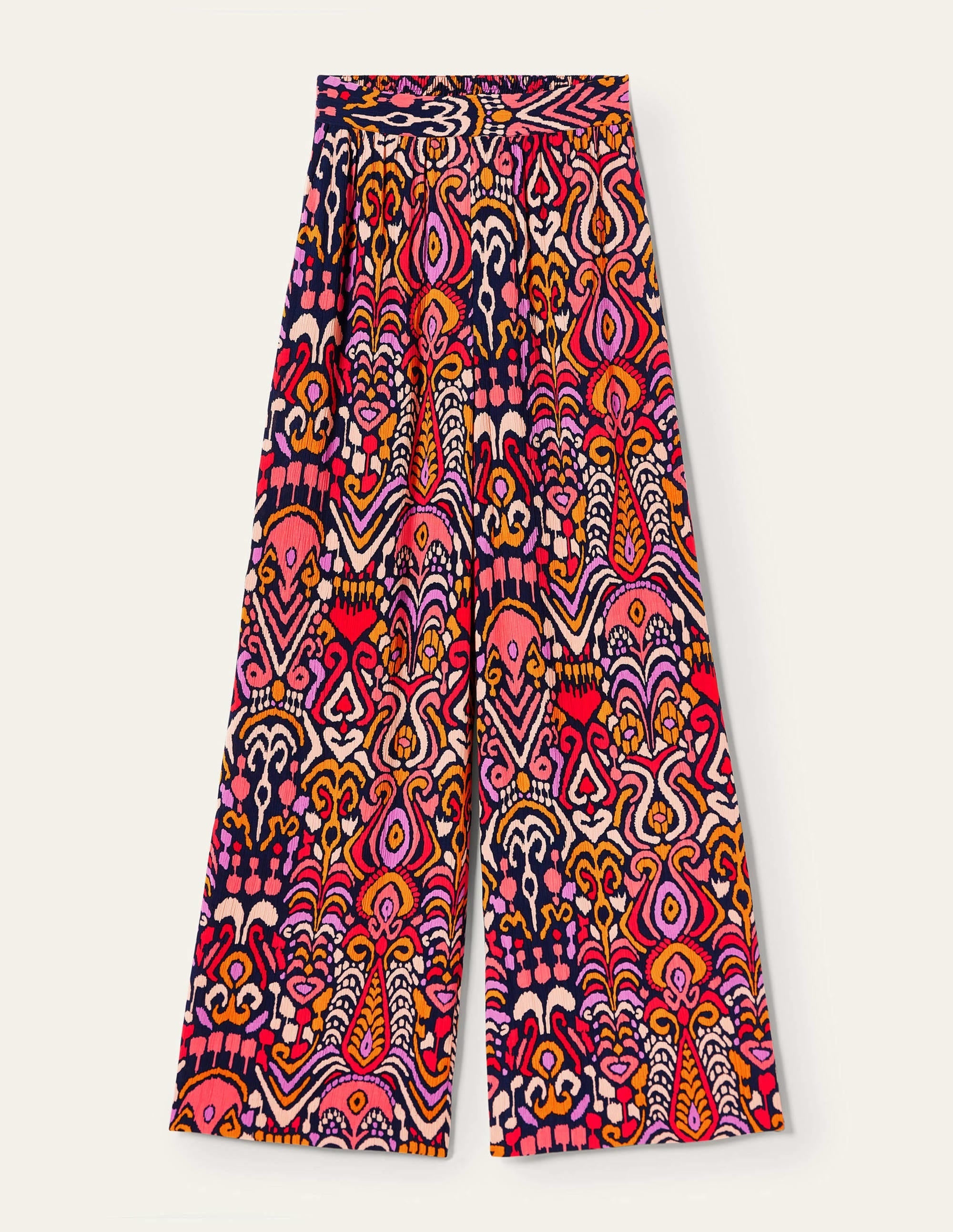 Grace Crinkle Wide Leg Trouser-French Navy, Ikat Charm - Image 5