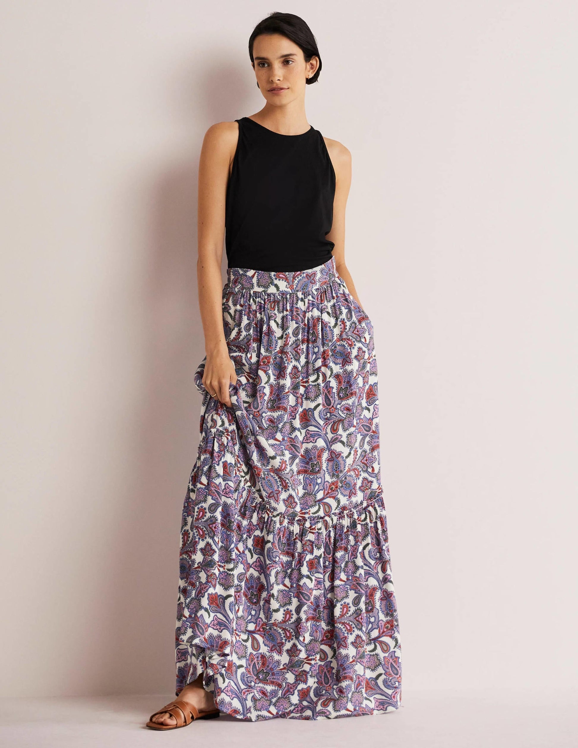 Grace Crinkle Maxi Skirt-Ivory, Paisley Bud-1