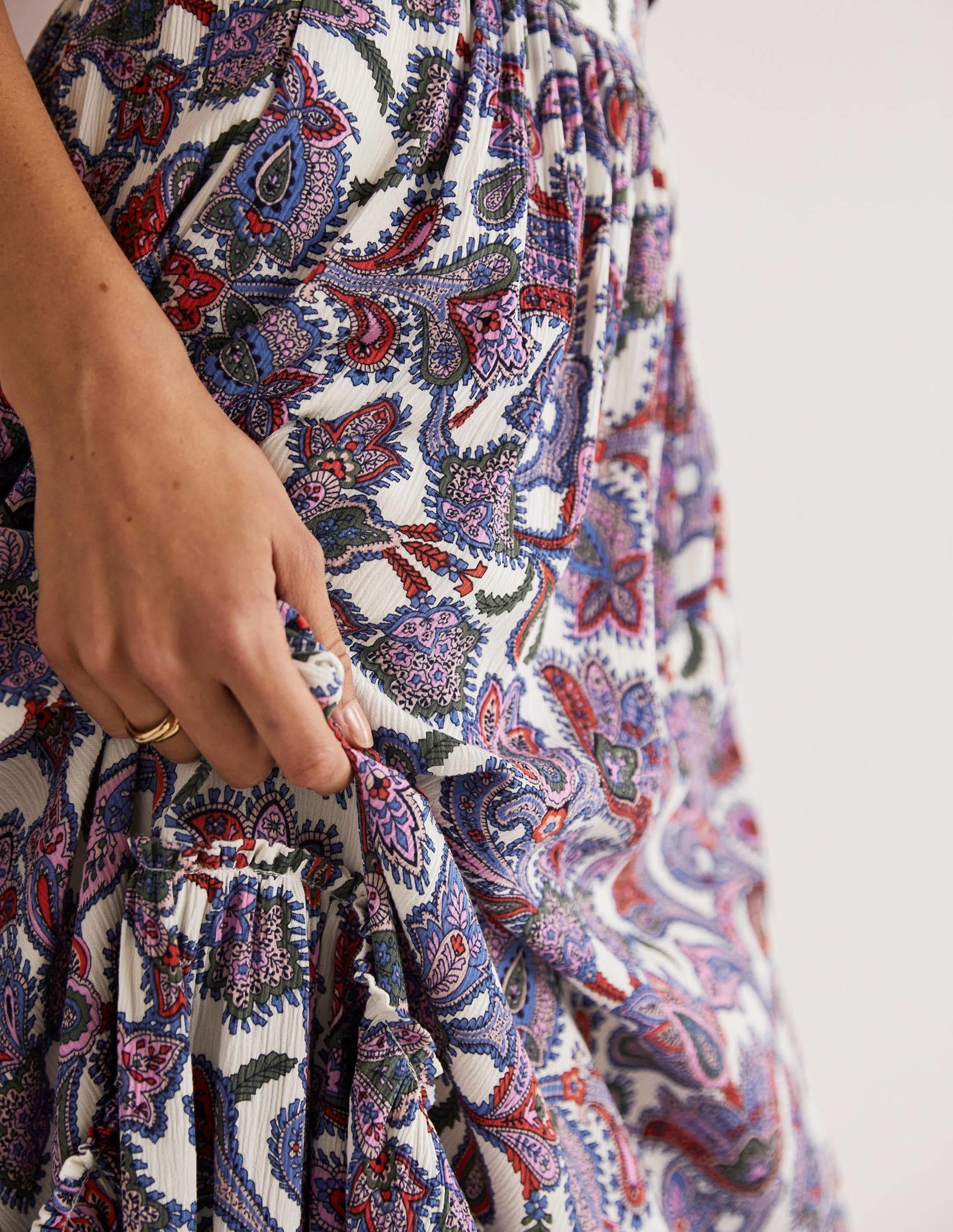 Grace Crinkle Maxi Skirt-Ivory, Paisley Bud-2