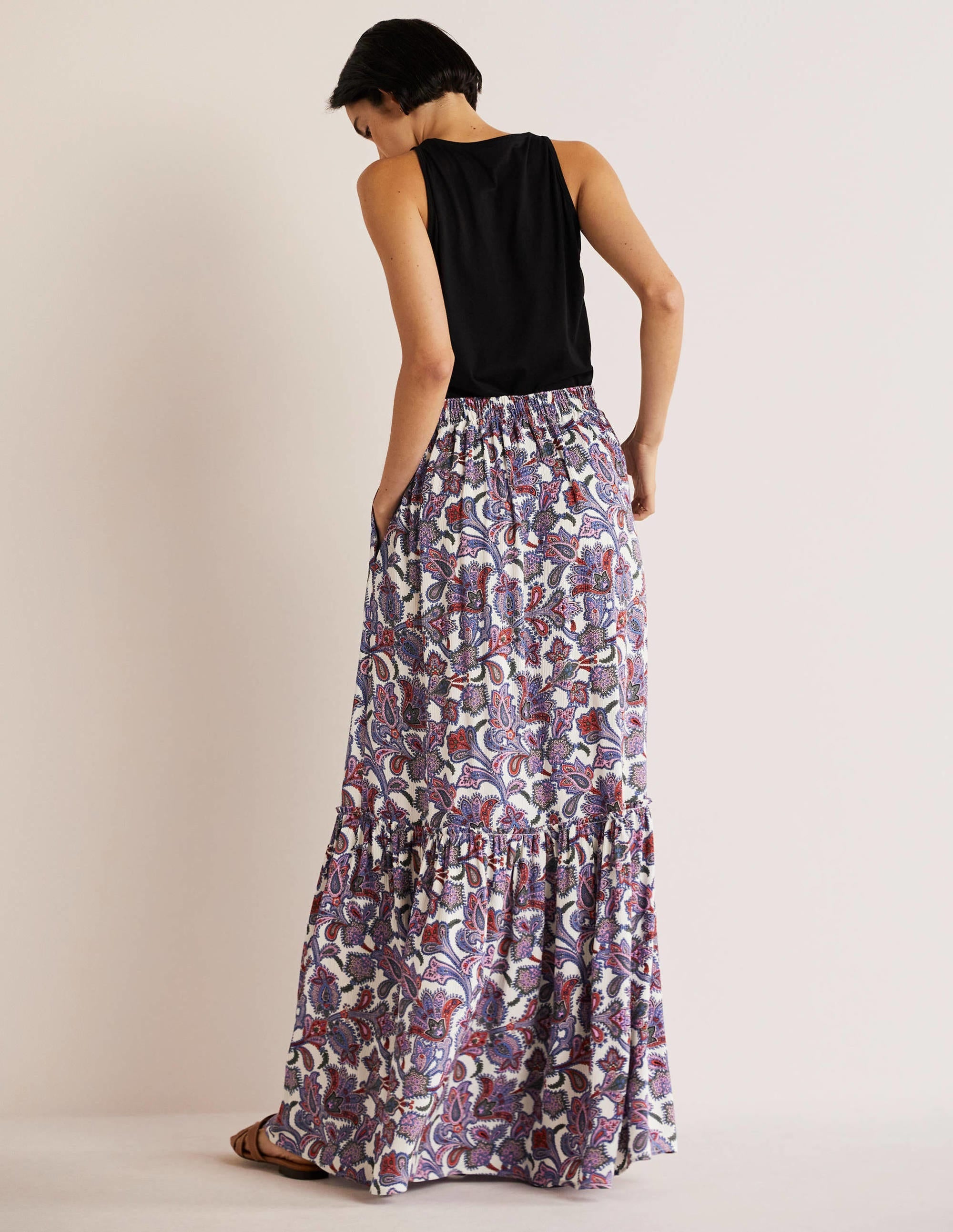 Grace Crinkle Maxi Skirt-Ivory, Paisley Bud - Image 3