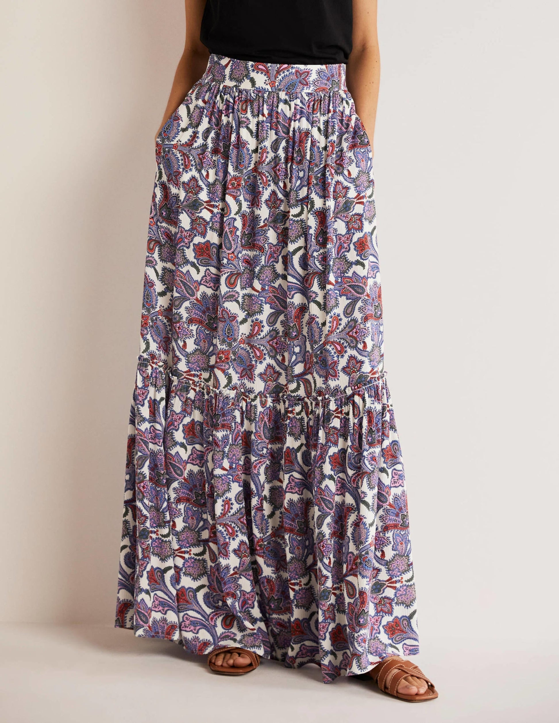 Grace Crinkle Maxi Skirt-Ivory, Paisley Bud-4