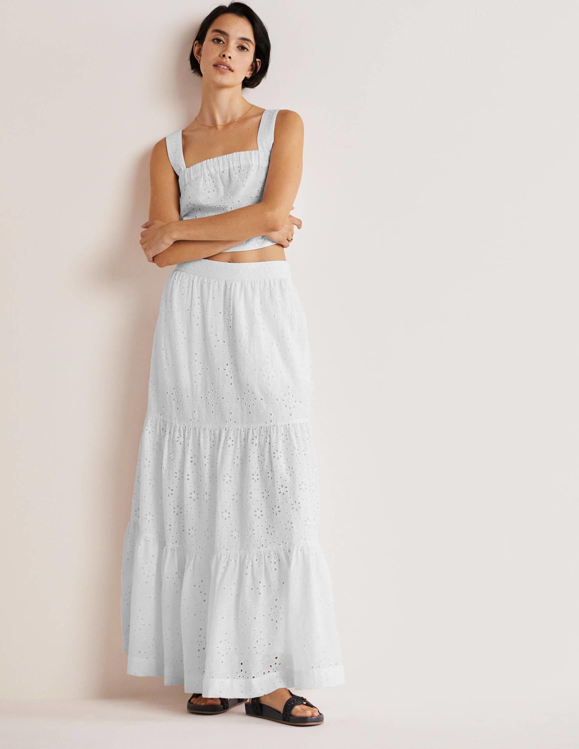 Hazel Broderie Maxi Skirt-White, Broderie - Image 1