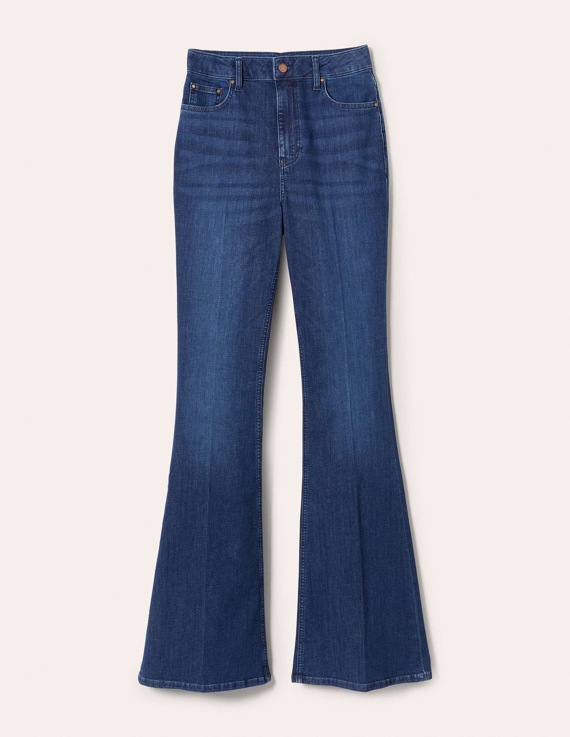 High Rise Fitted Flare Jeans-Mid Vintage-8