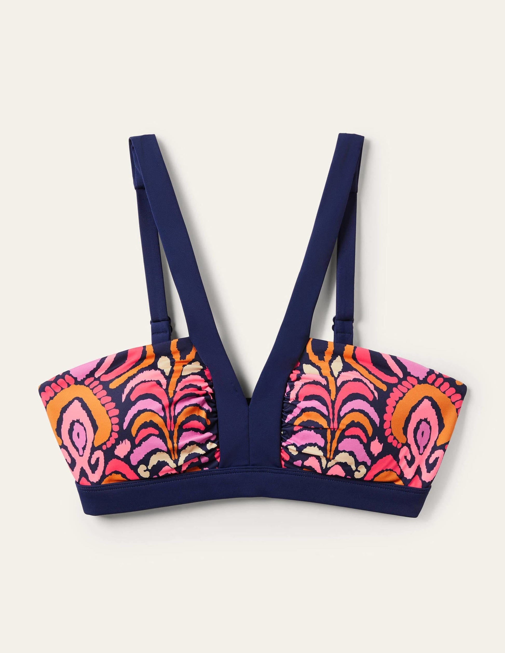 Corsica V-neck Bikini Top-French Navy, Ikat Charm-6