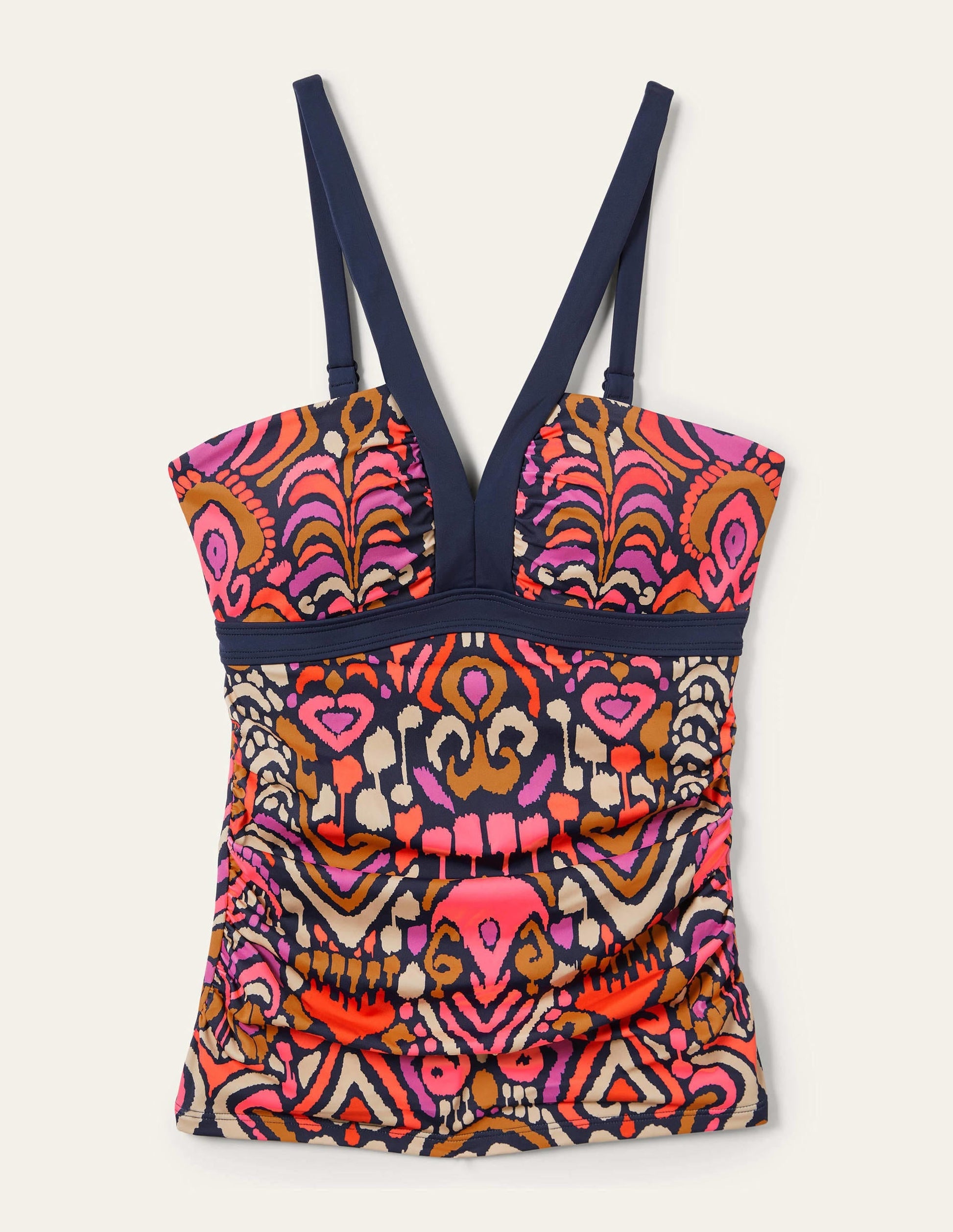 Corsica V-neck Tankini Top-French Navy, Ikat Charm-6