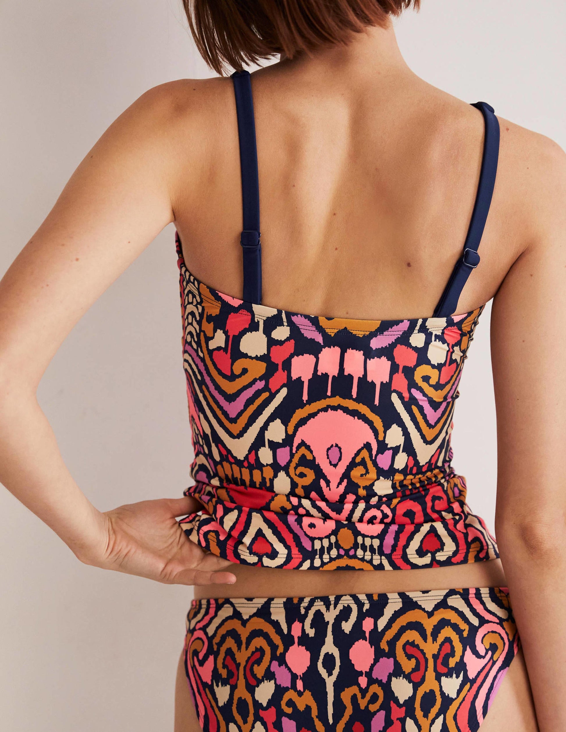 Corsica V-neck Tankini Top-French Navy, Ikat Charm-3
