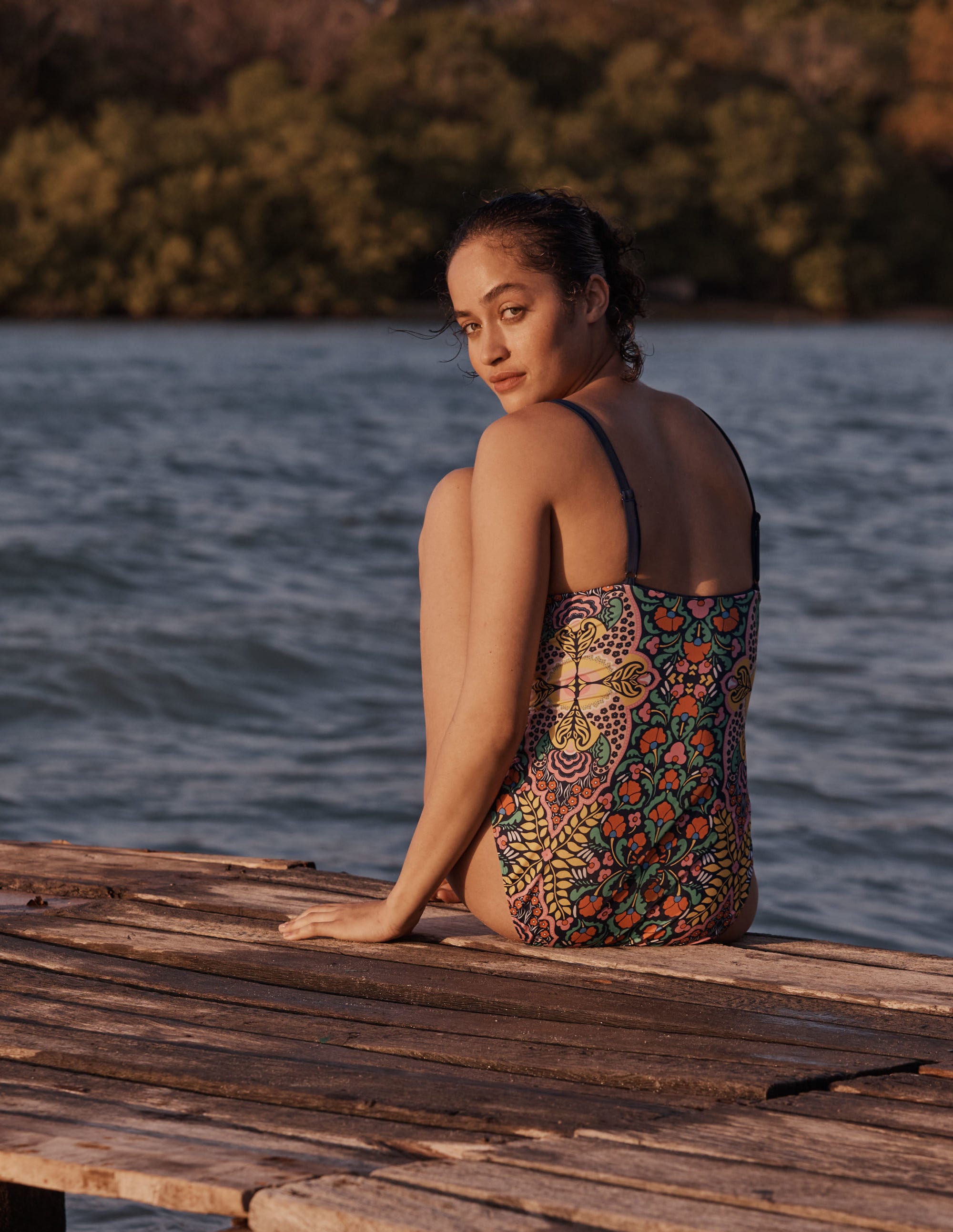 Sweetheart Cup Size Swimsuit-French Navy, Passion Bloom - Image 8