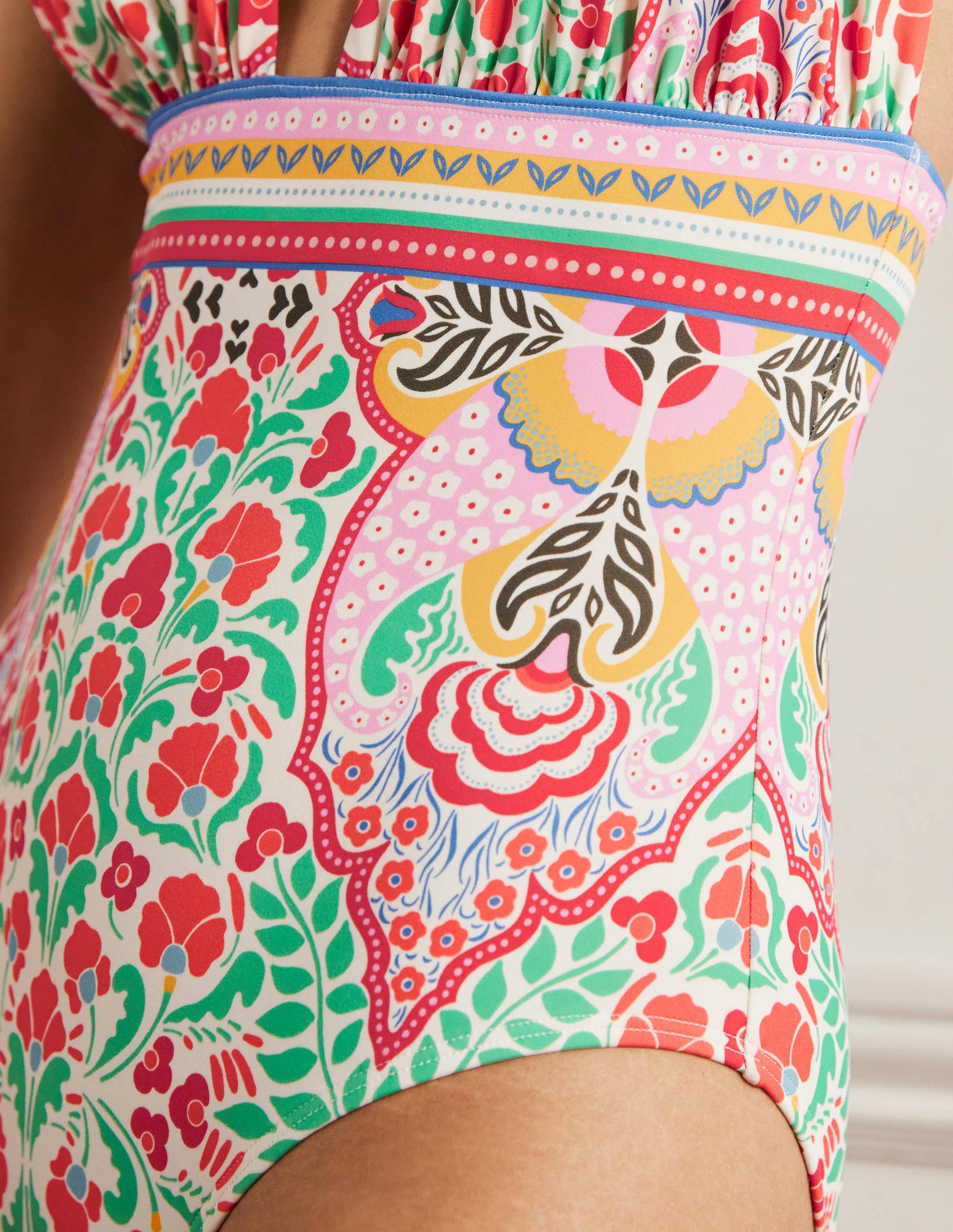 Merano Deep V-neck Swimsuit-Multi, Passion Bloom - Image 2