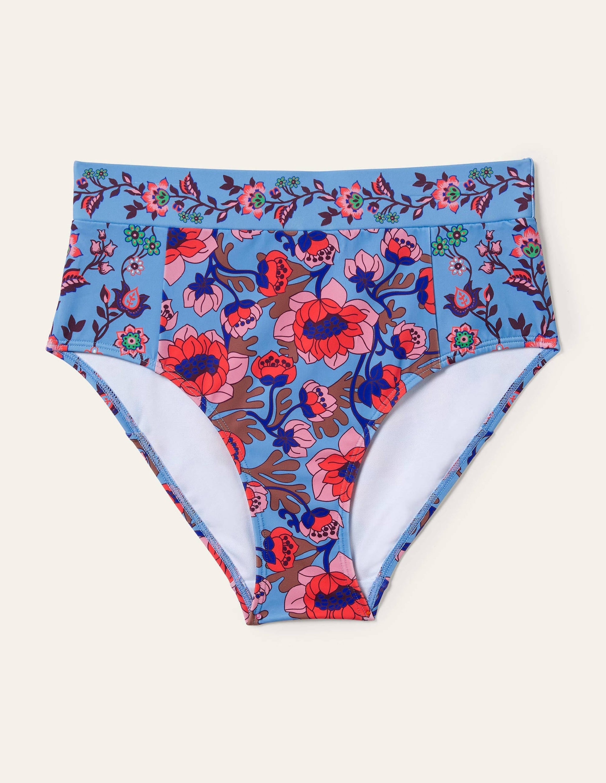 High Waisted Bikini Bottoms-Multi Horizon, Terrace Bud-7