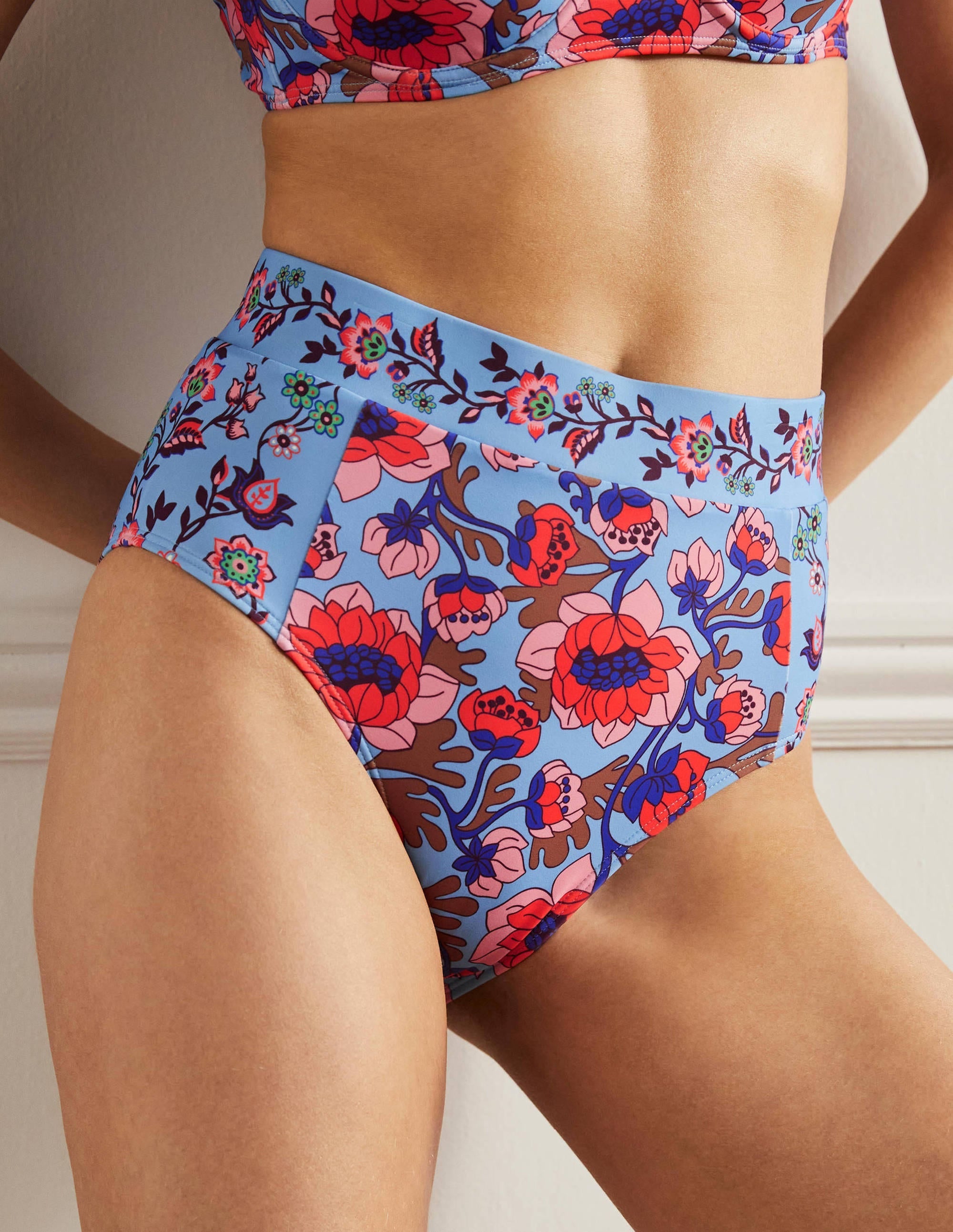 High Waisted Bikini Bottoms-Multi Horizon, Terrace Bud - Image 4