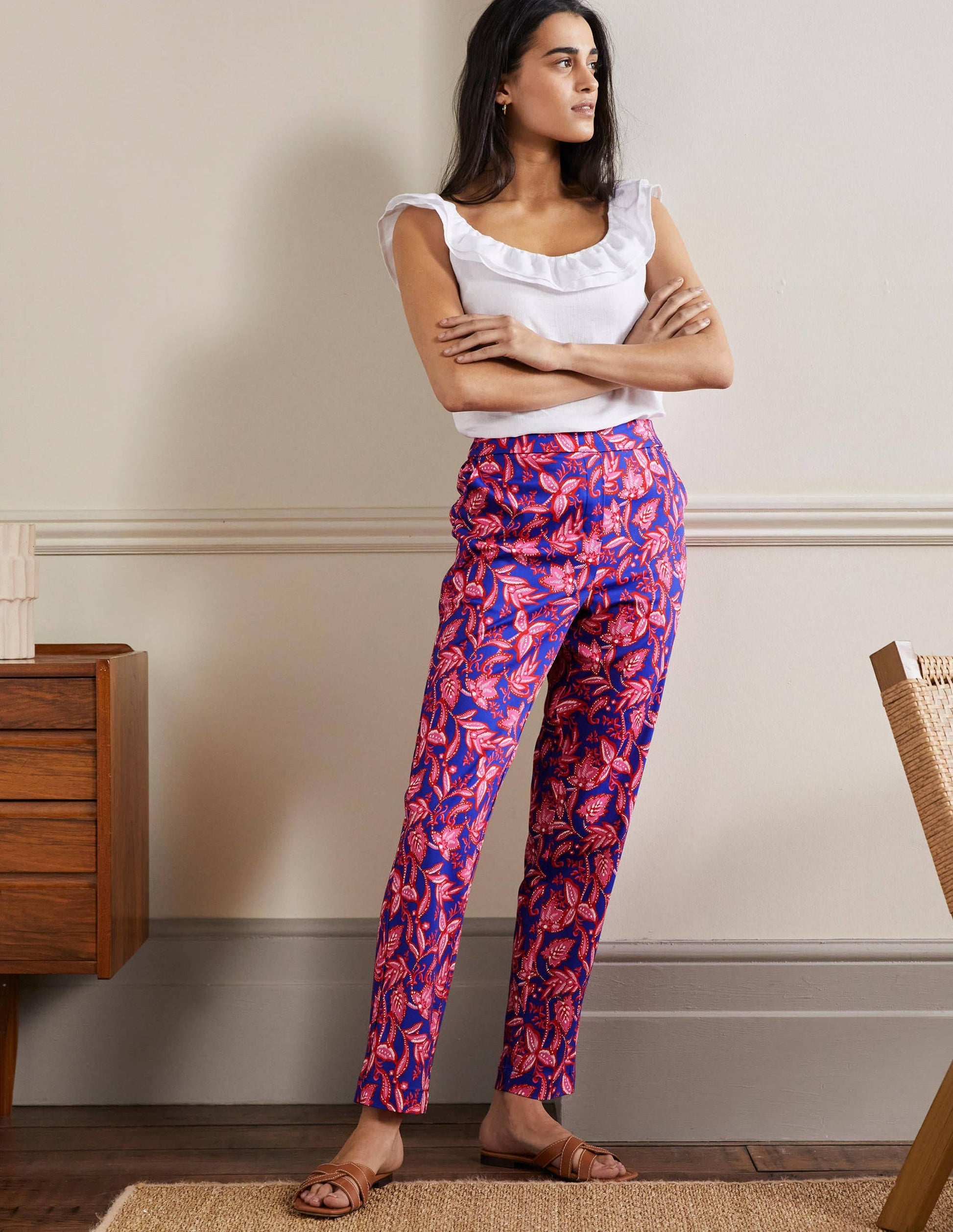Pull On Trousers-Strawberry Daiquiri, Flora-1