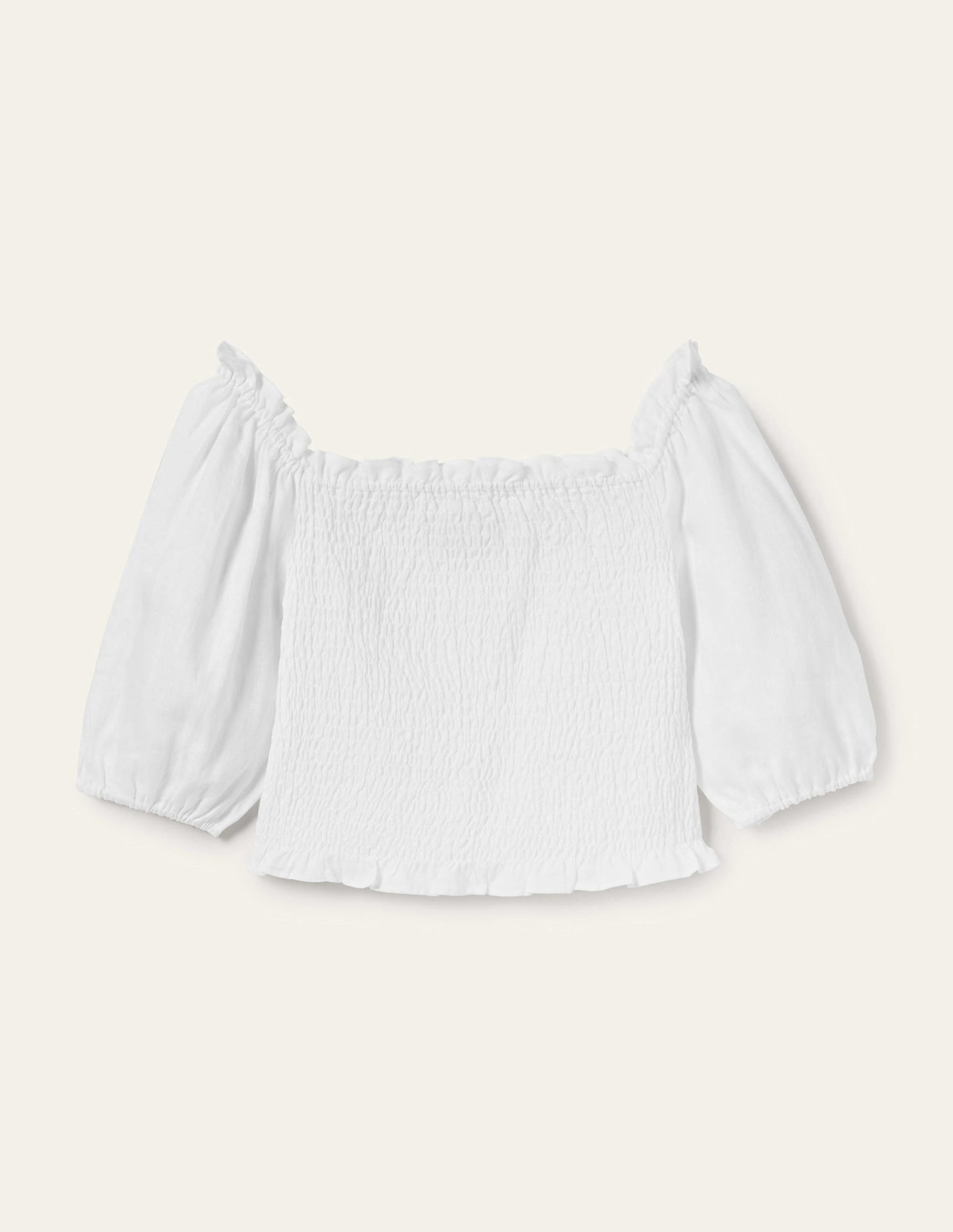 Carrie Smocked Linen Top-White-5