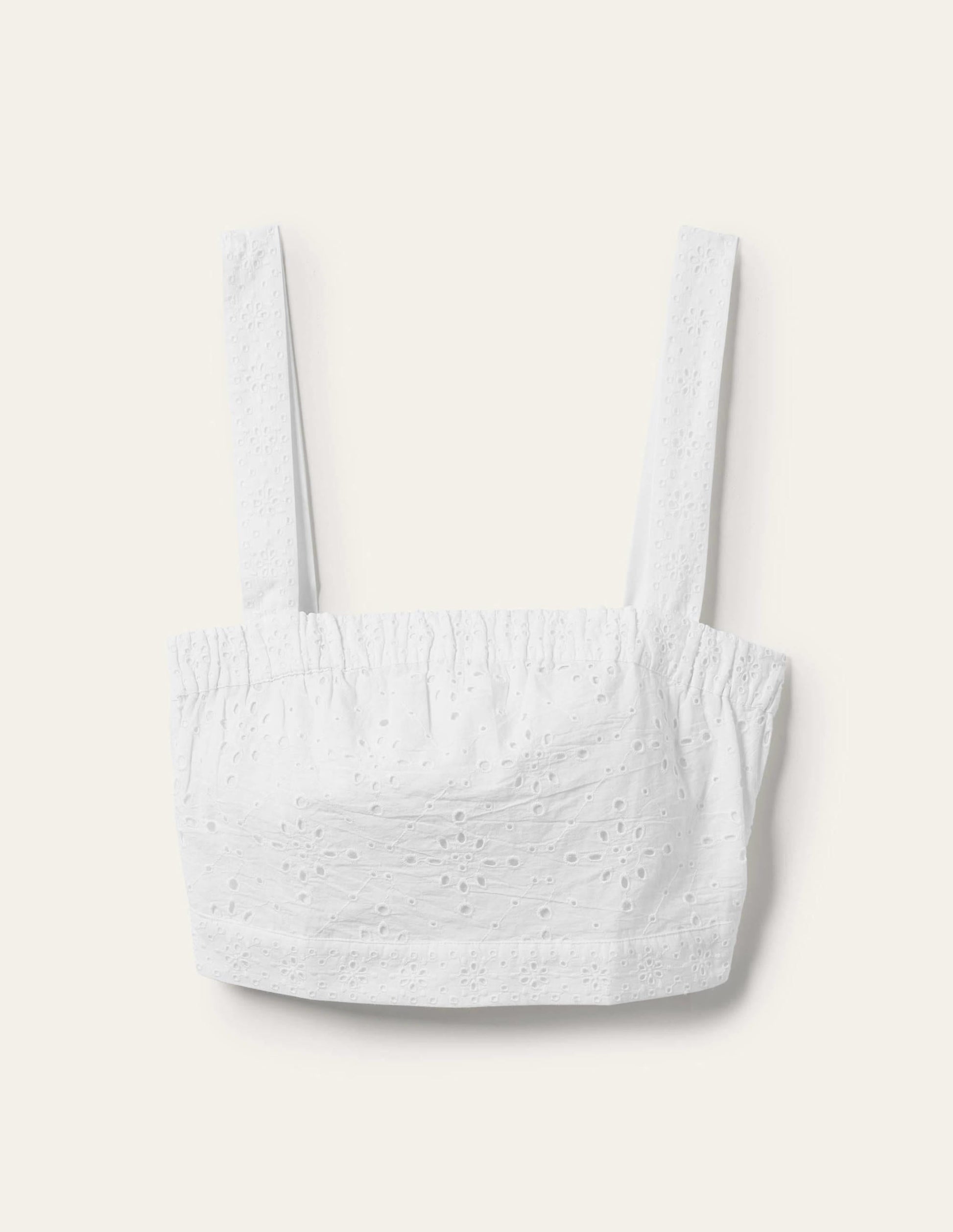 Cropped Cotton Top-White, Broderie-6