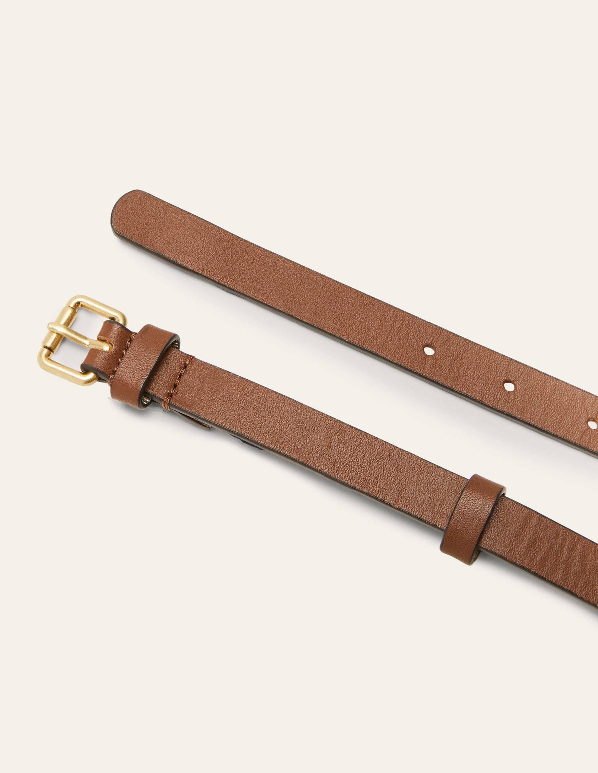 Skinny Buckle Belt-Tan-2
