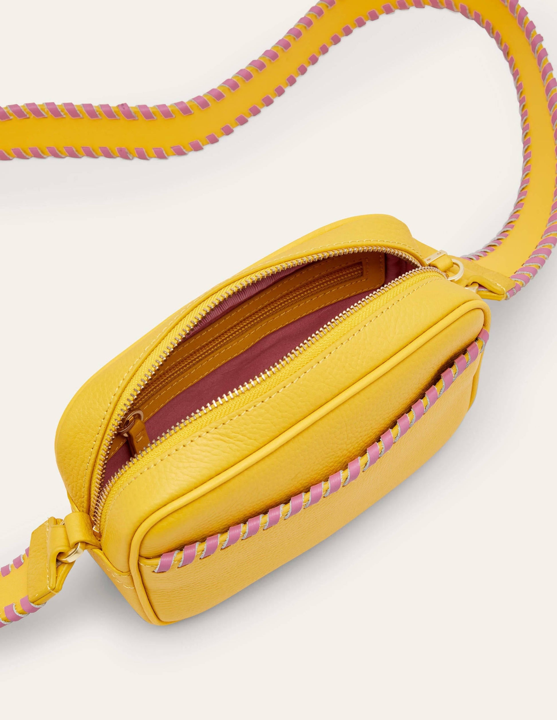 Stitch Detail Crossbody Bag-Daffodil/Posy Pink-2