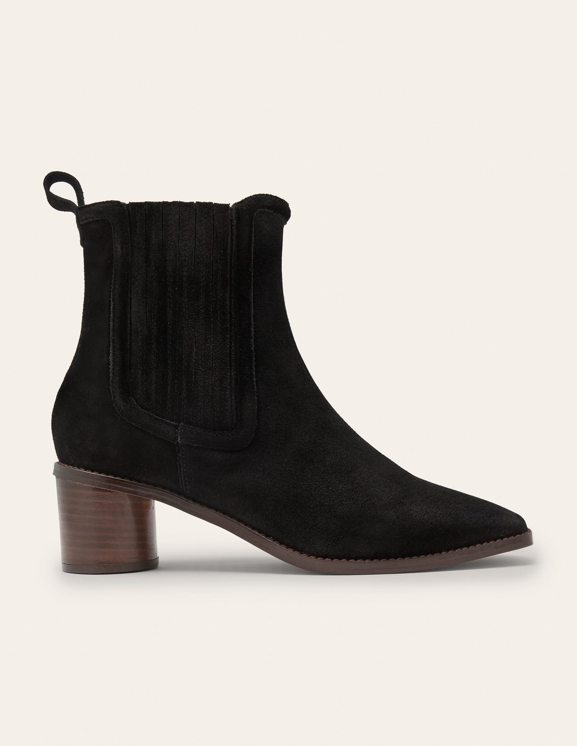 Round Heel Suede Chelsea Boots-Black-2