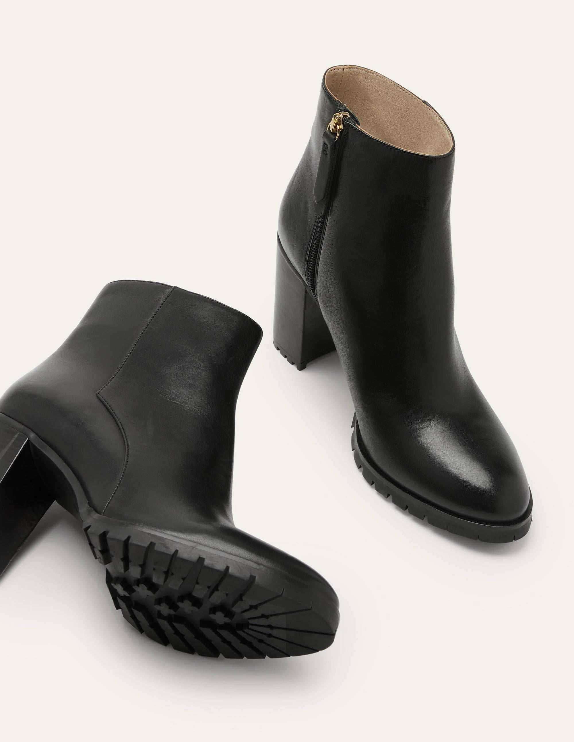Heeled Leather Ankle Boots-Black - Image 3