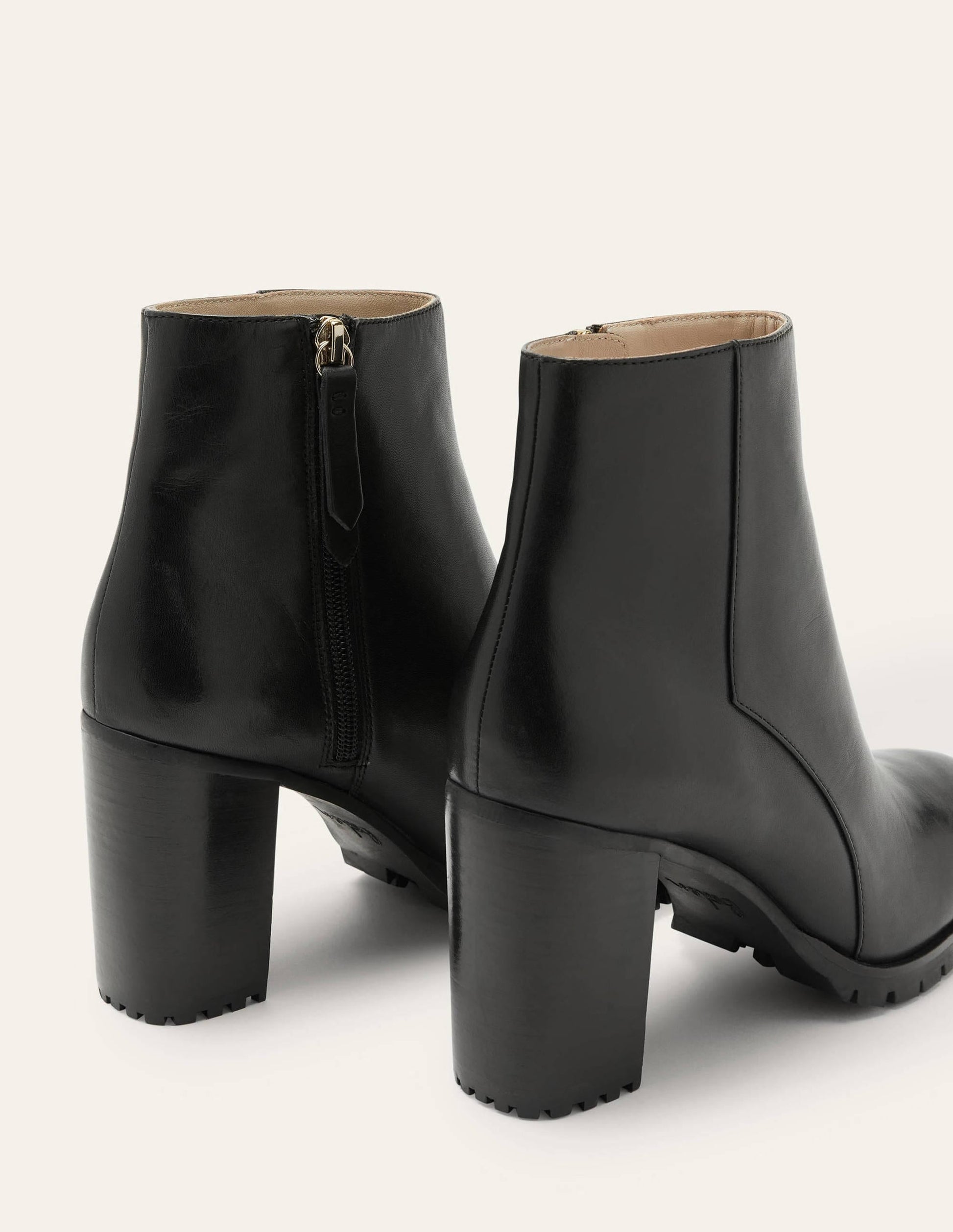 Heeled Leather Ankle Boots-Black-4
