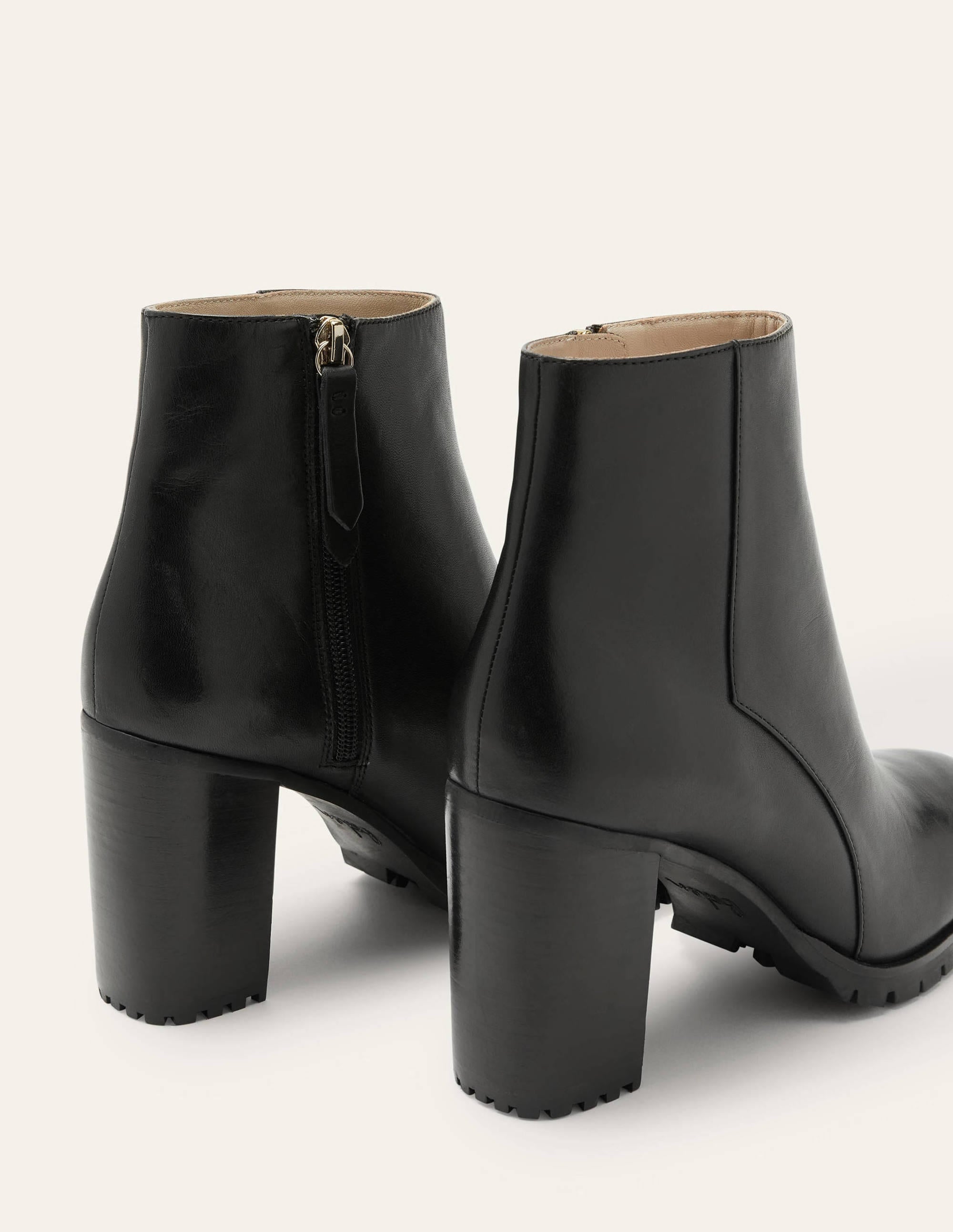 Heeled Leather Ankle Boots-Black - Image 4