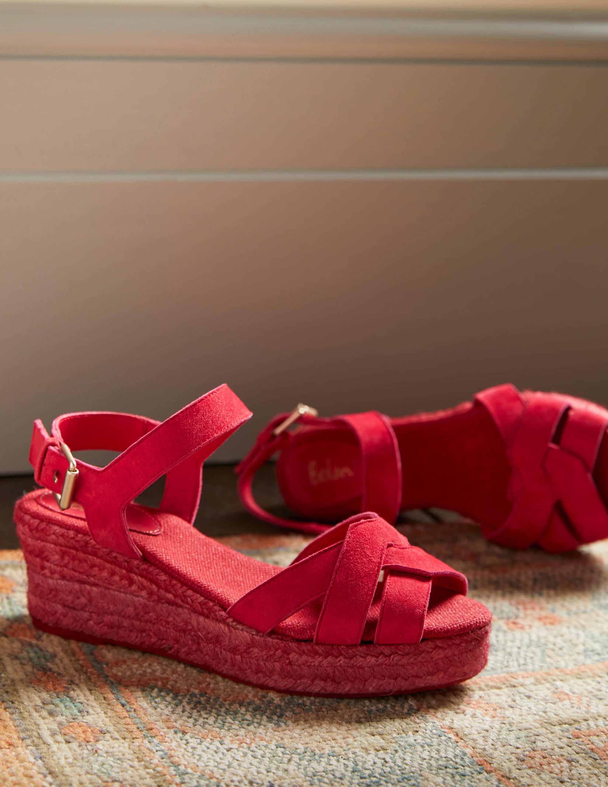 Geometric Espadrille Wedges-Bright Poppy - Image 1