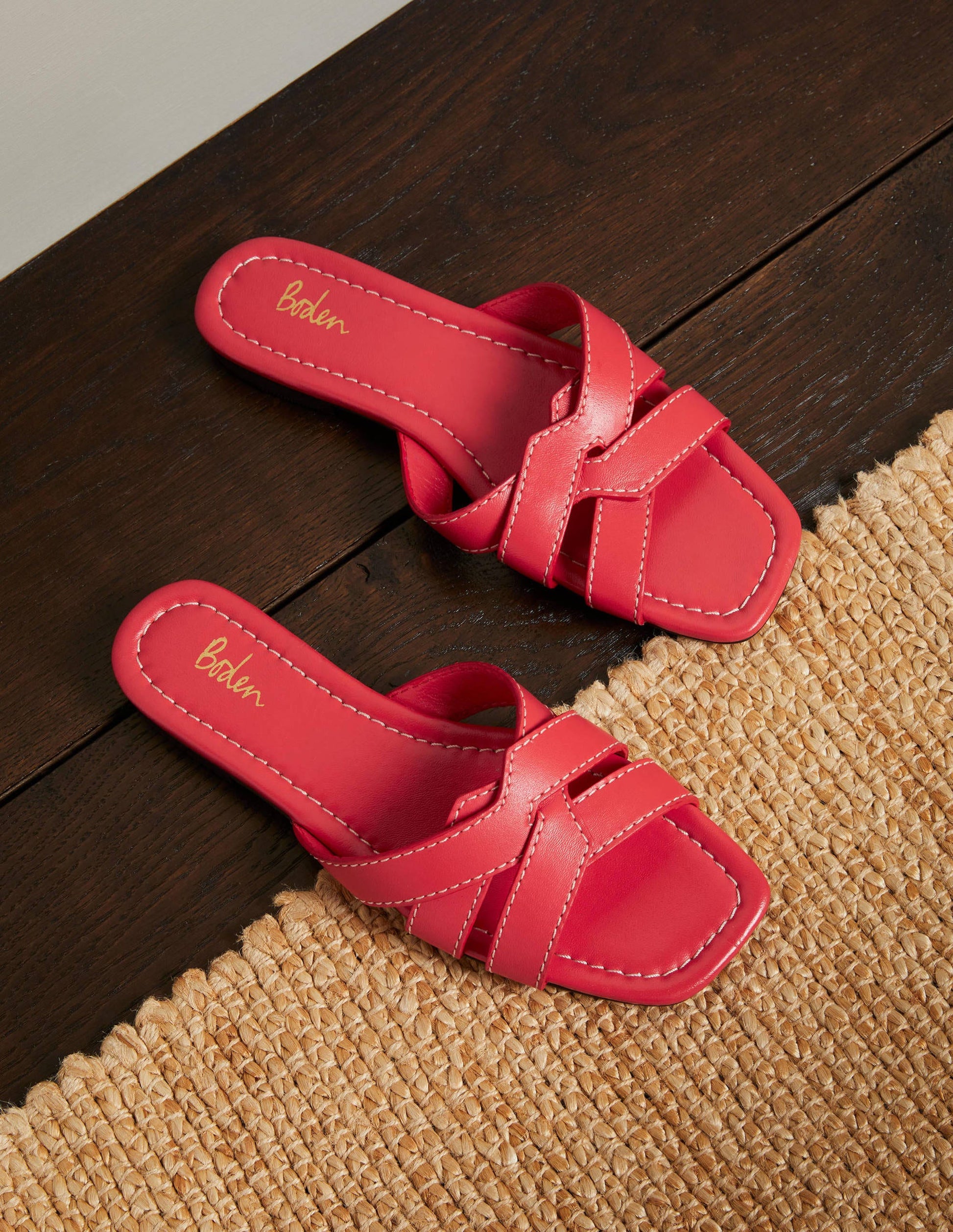 Geometric Flat Slides-Bright Poppy-1
