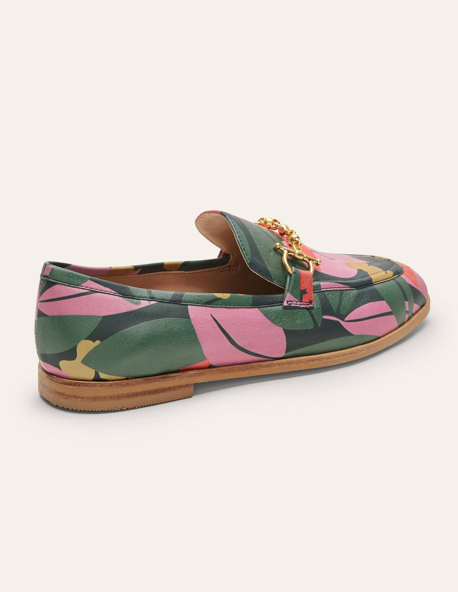 Snaffle Detail Leather Loafers-Navy, Abstract Bloom-4