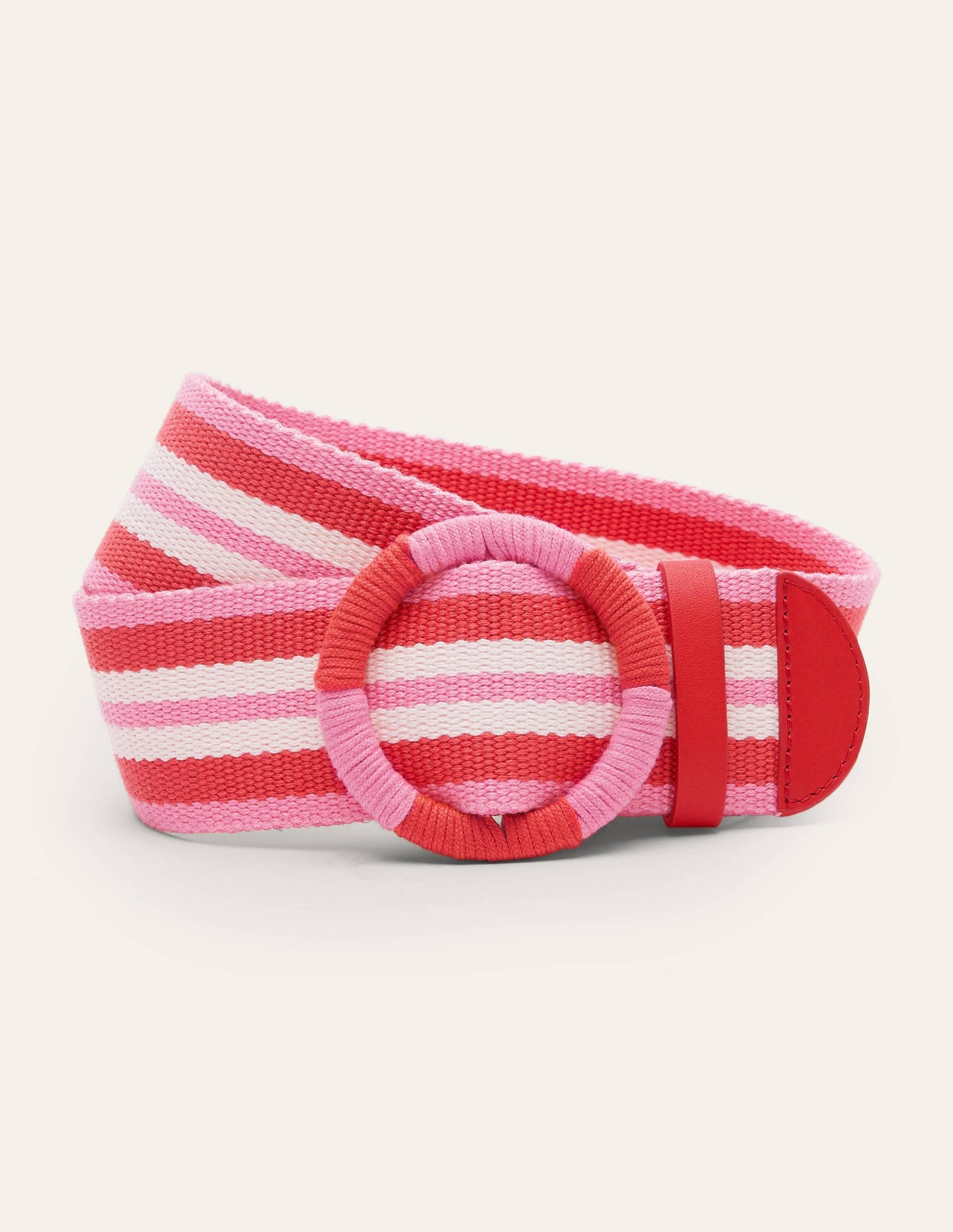 Webbing Detail Waist Belt-Red Stripe-1
