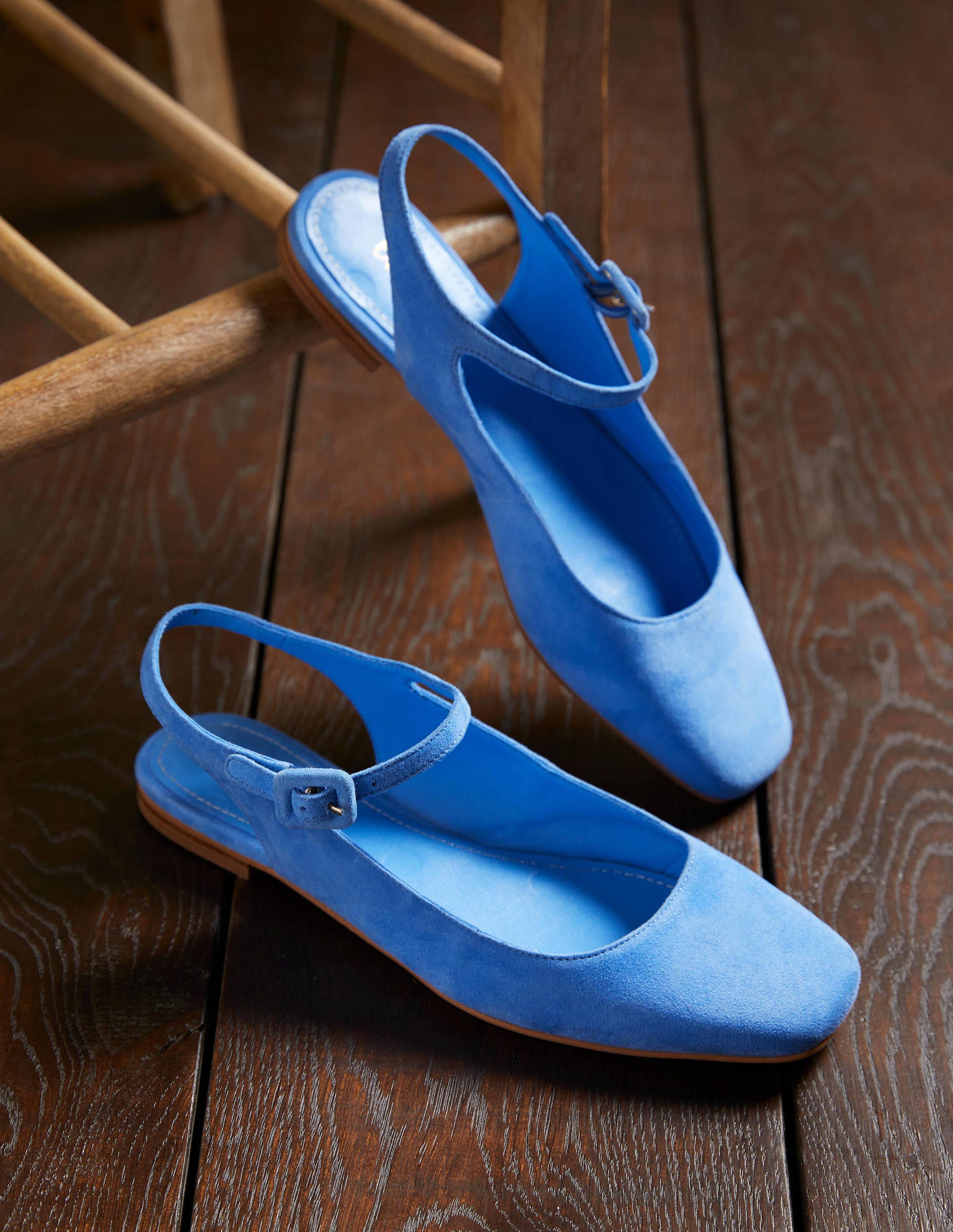 Square Toe Flat Slingbacks-Grape Hyacinth Suede - Image 1