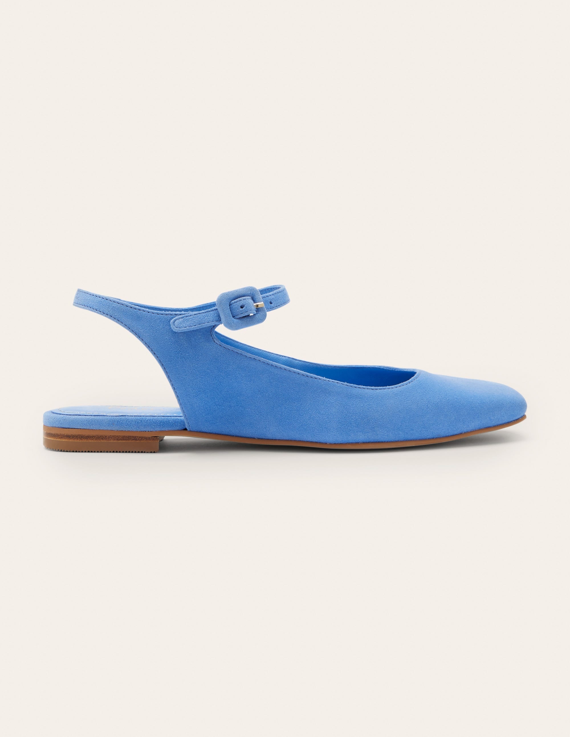 Square Toe Flat Slingbacks-Grape Hyacinth Suede - Image 2