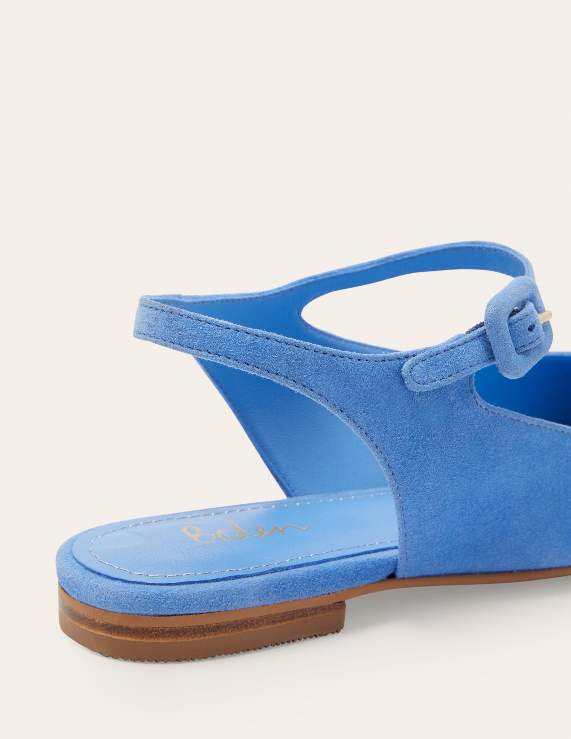 Square Toe Flat Slingbacks-Grape Hyacinth Suede - Image 4