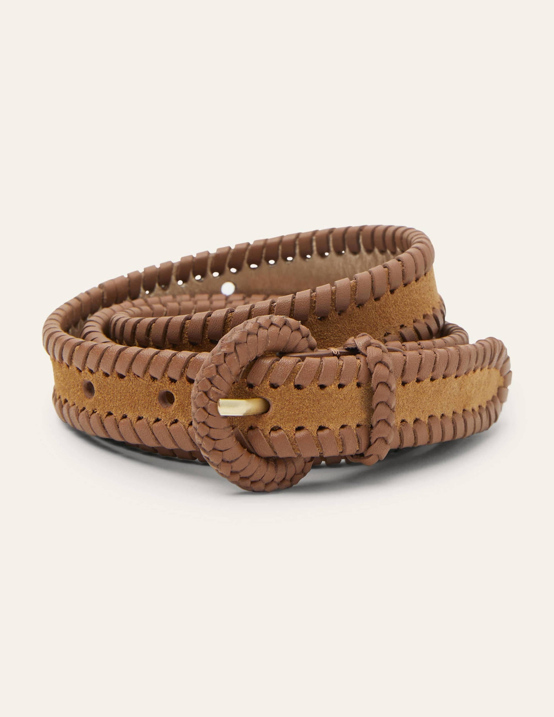 Skinny Woven Belt-Tan-1