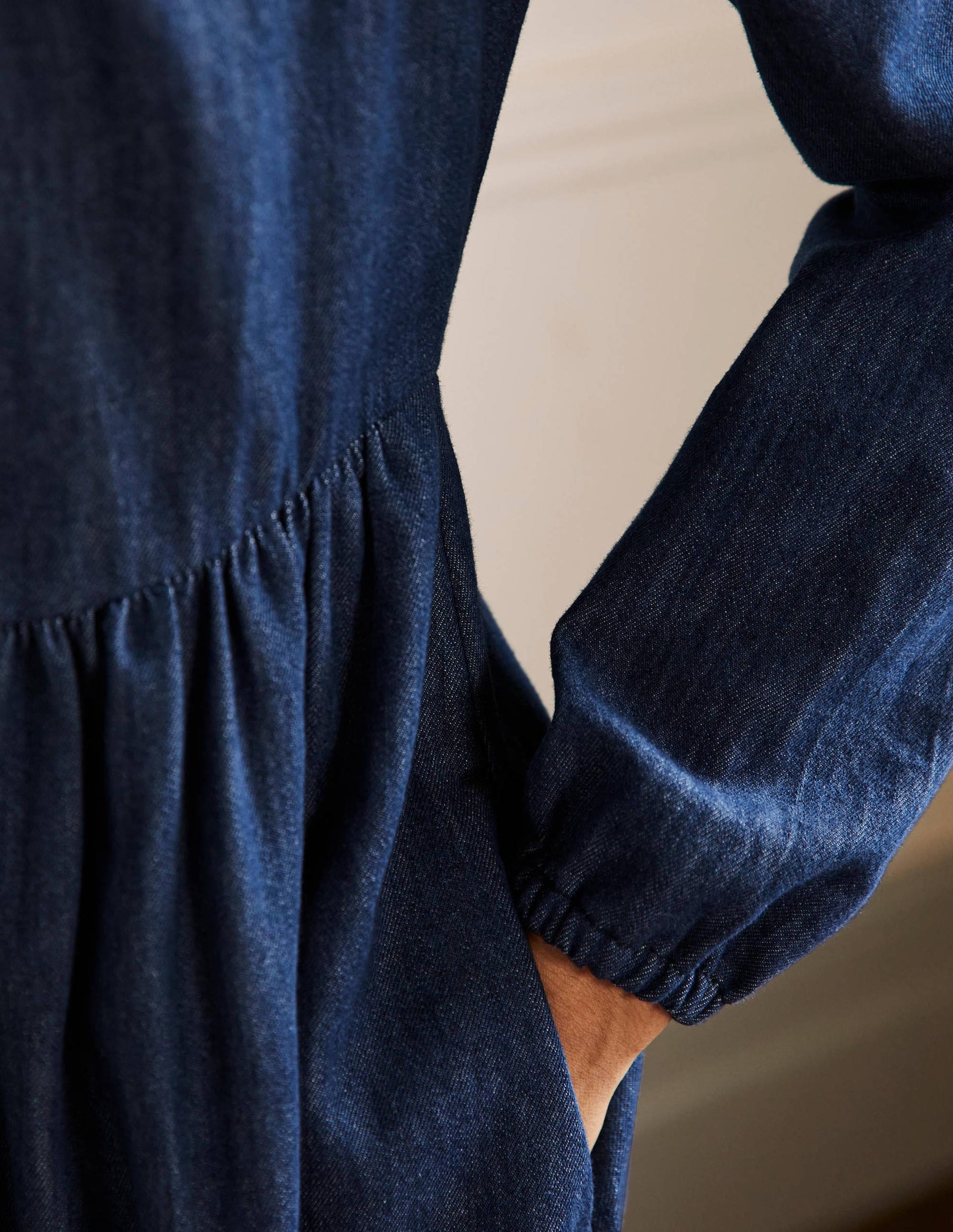 Denim Mini Shirt Dress-Denim-2