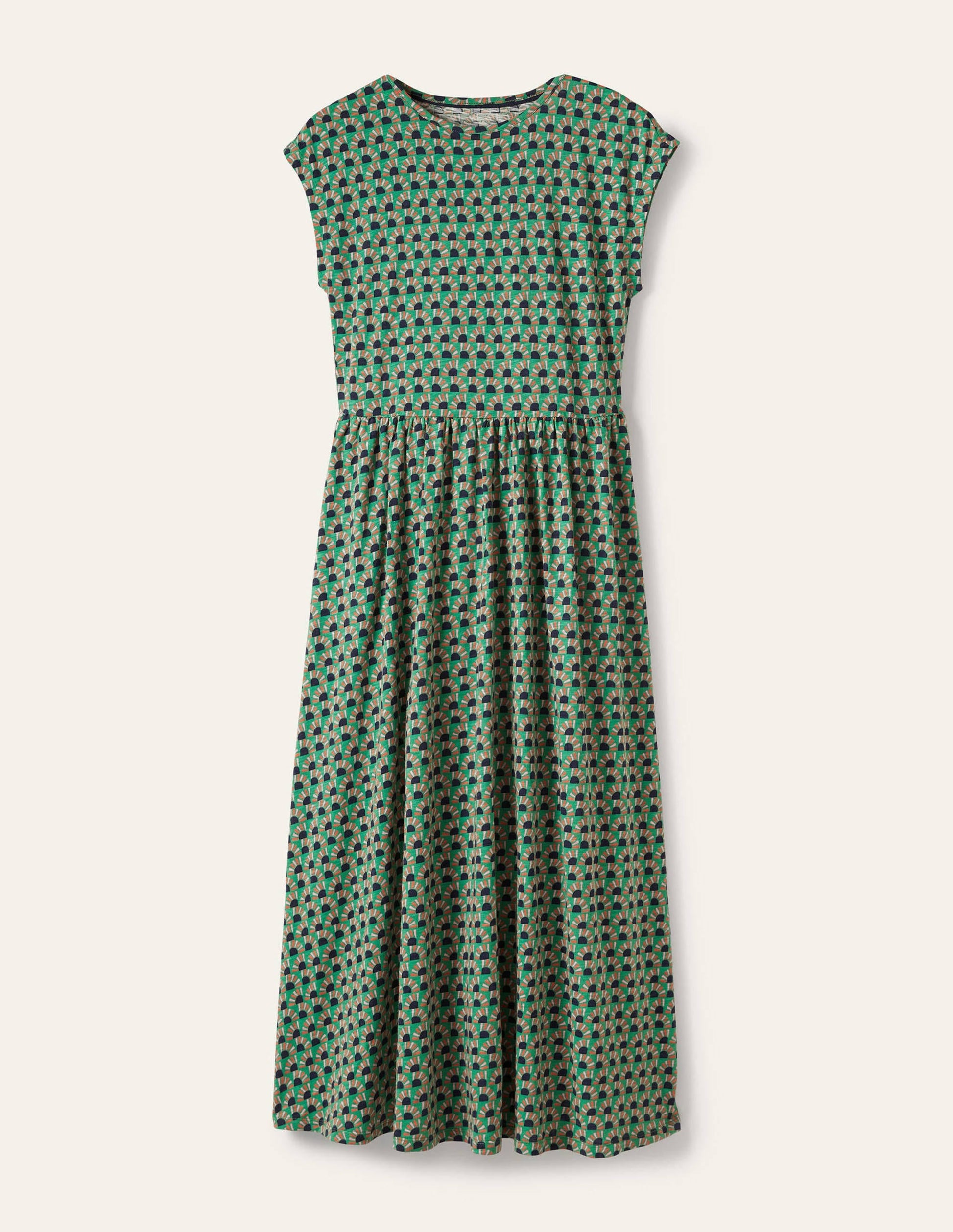Easy T-Shirt Midi Dress-Irish Green, Sunrise Geo-5