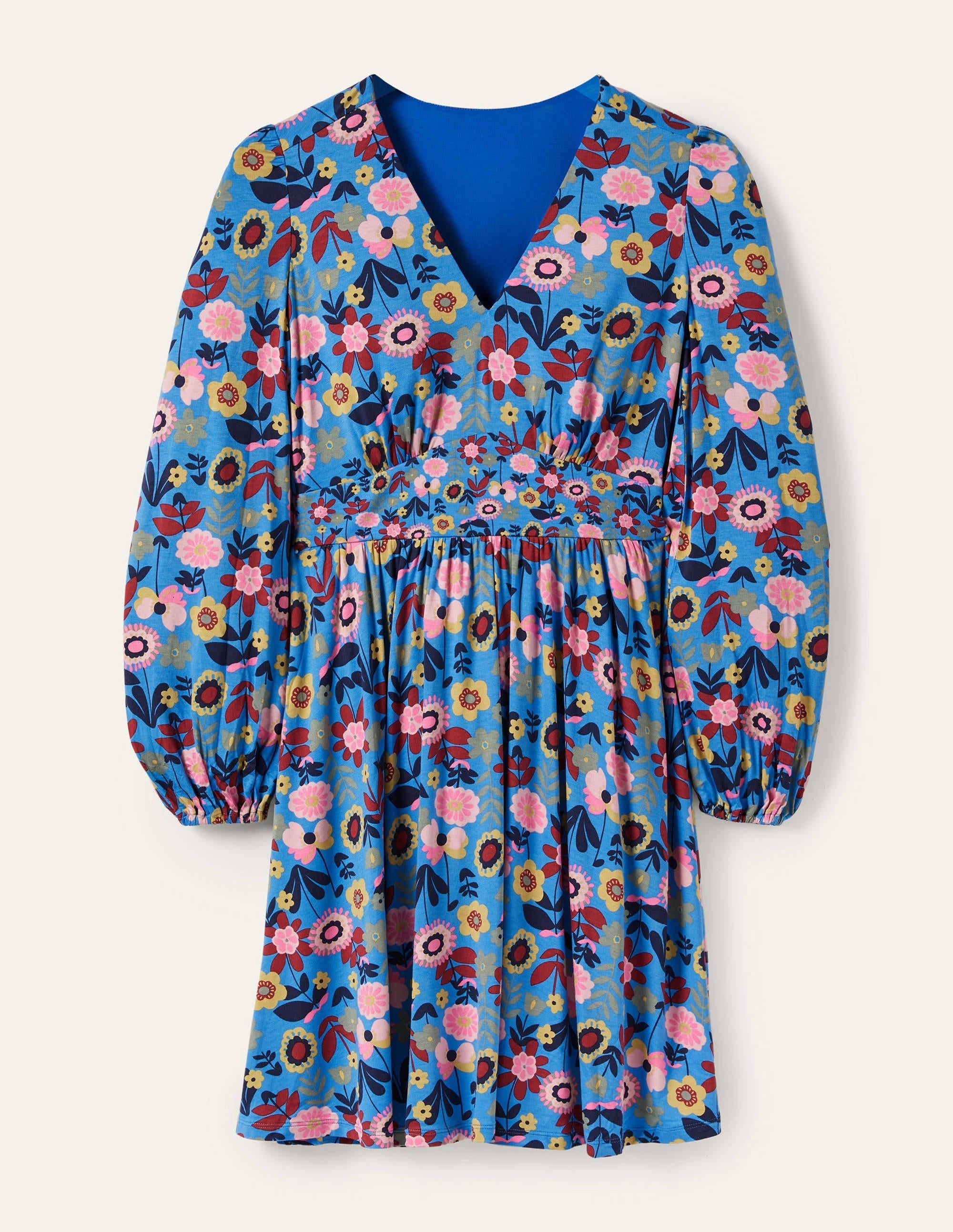 Jersey Mini Tea Dress-Moroccan Blue, Flora Bloom - Image 5