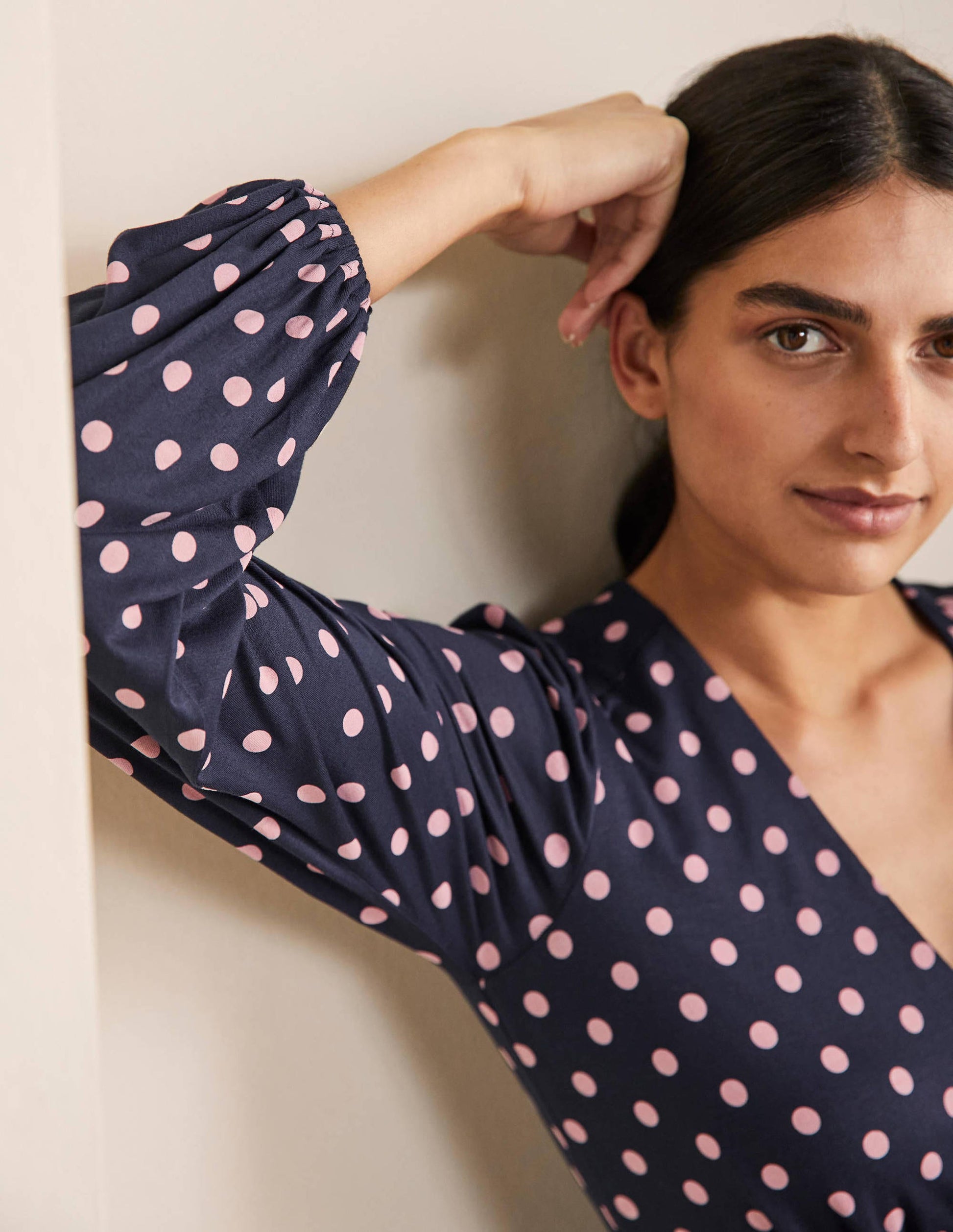 Jersey Mini Tea Dress-Navy, Regular Spot-5