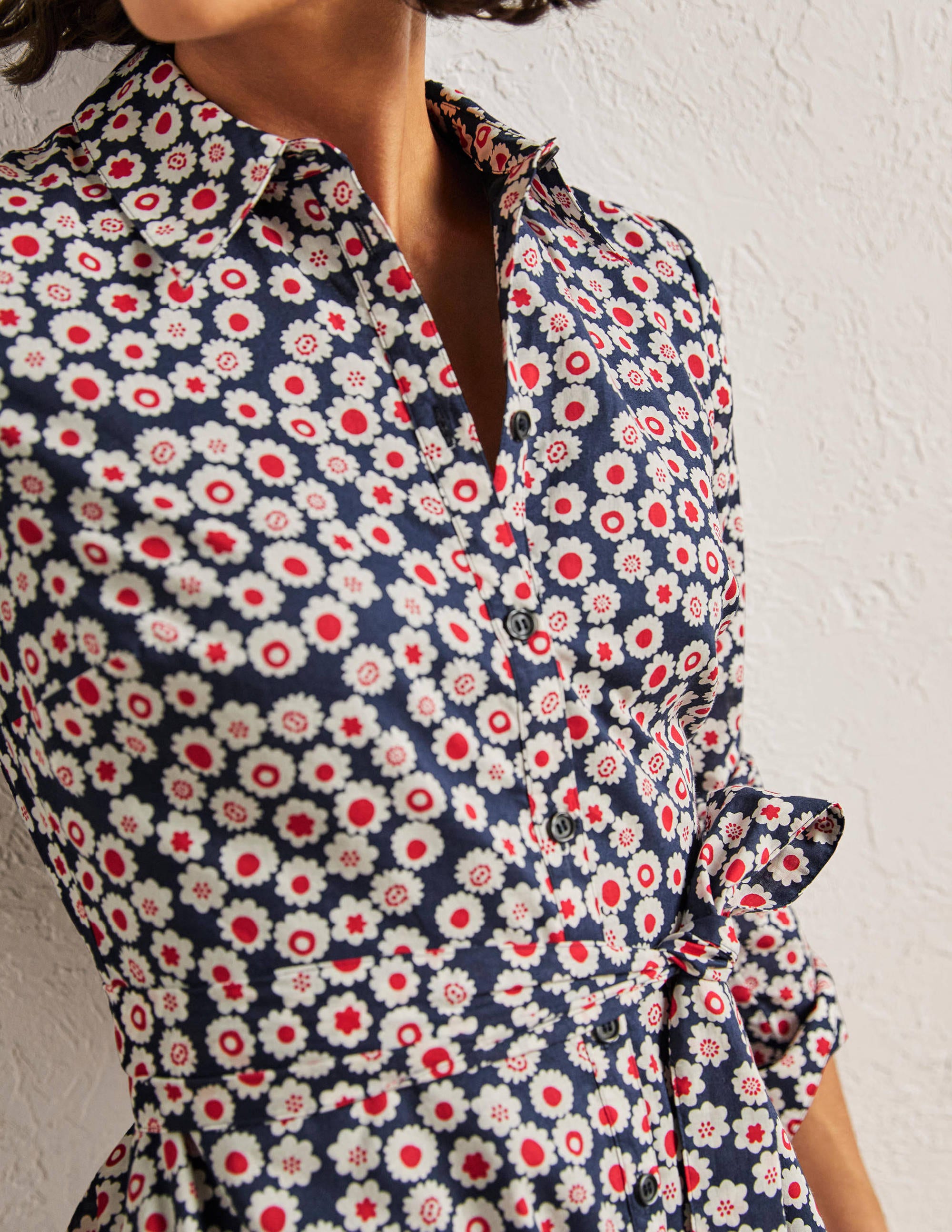 Kitty Shirt Dress-French Navy, Ditsy Swirl - Image 2