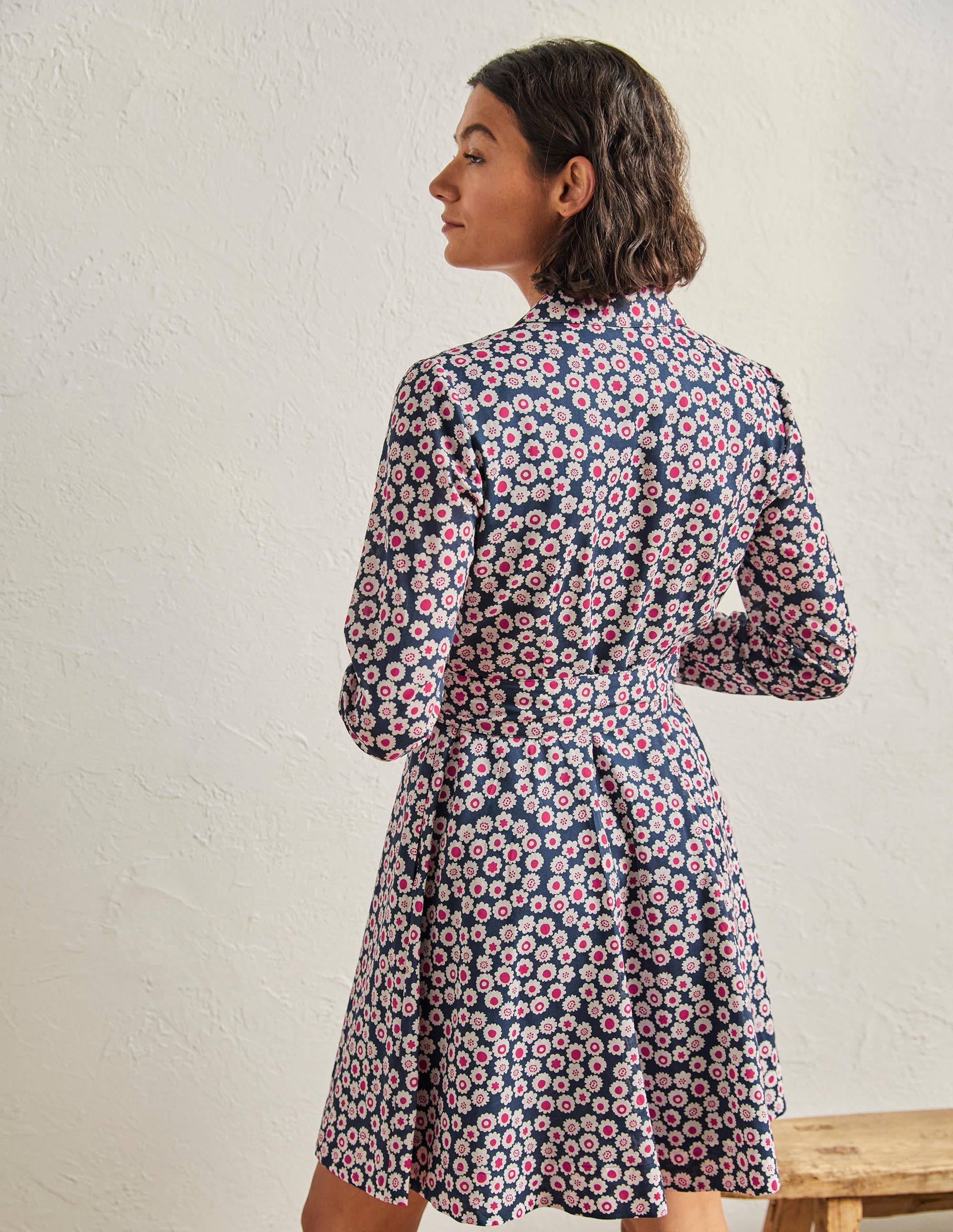 Kitty Shirt Dress-French Navy, Ditsy Swirl - Image 3