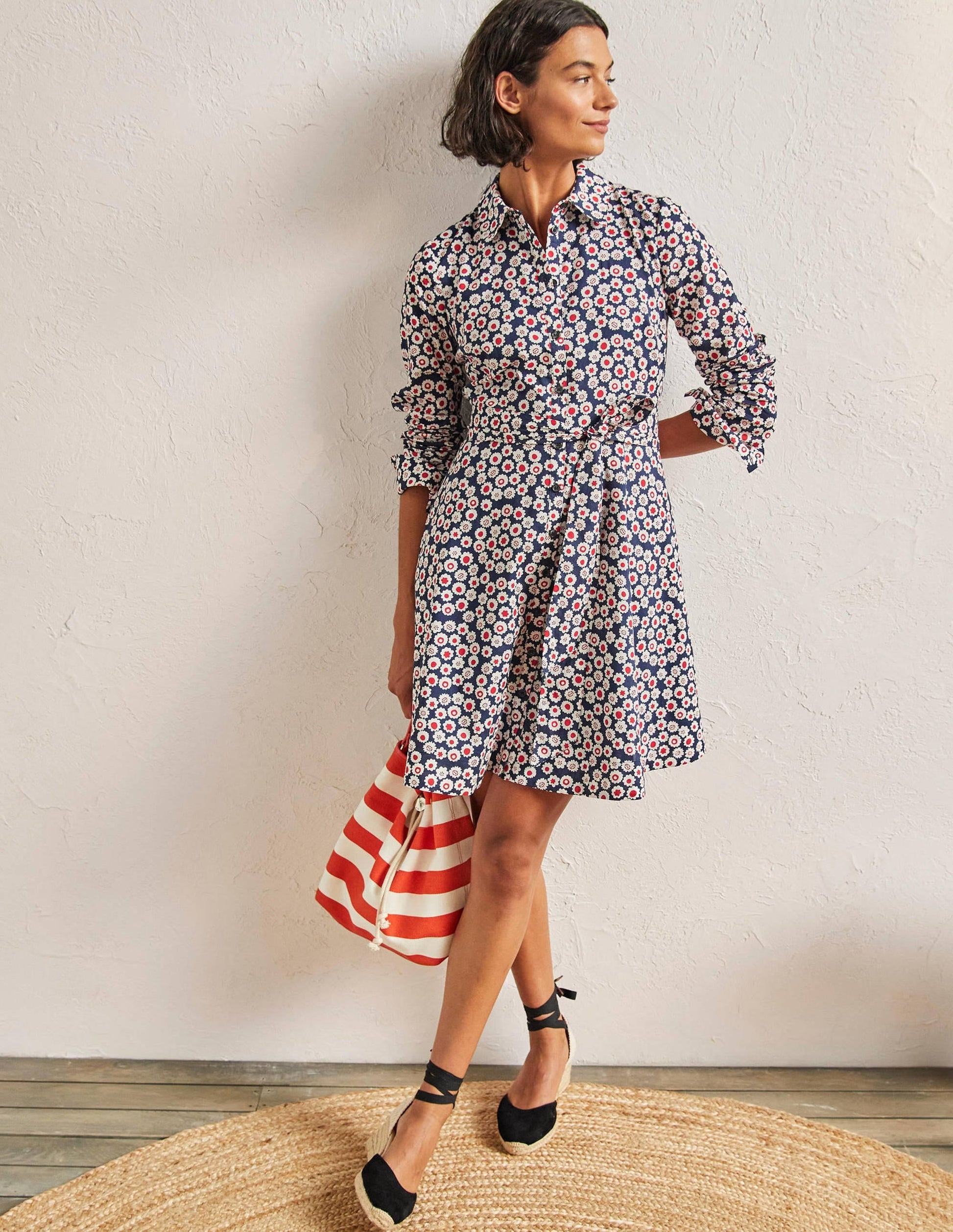 Kitty Shirt Dress-French Navy, Ditsy Swirl-4