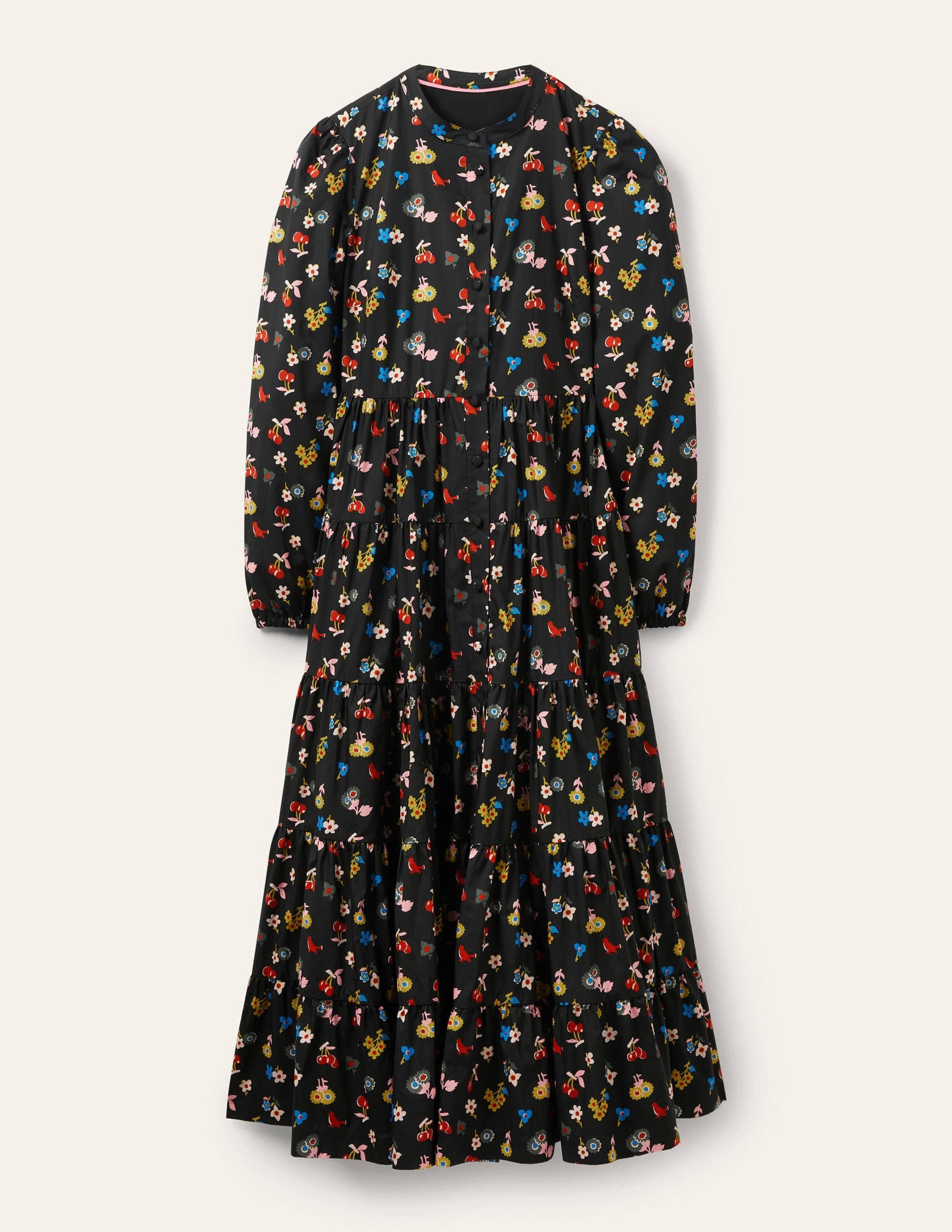 Multi Tiered Maxi Dress-Black, Woodland Bud - Image 5