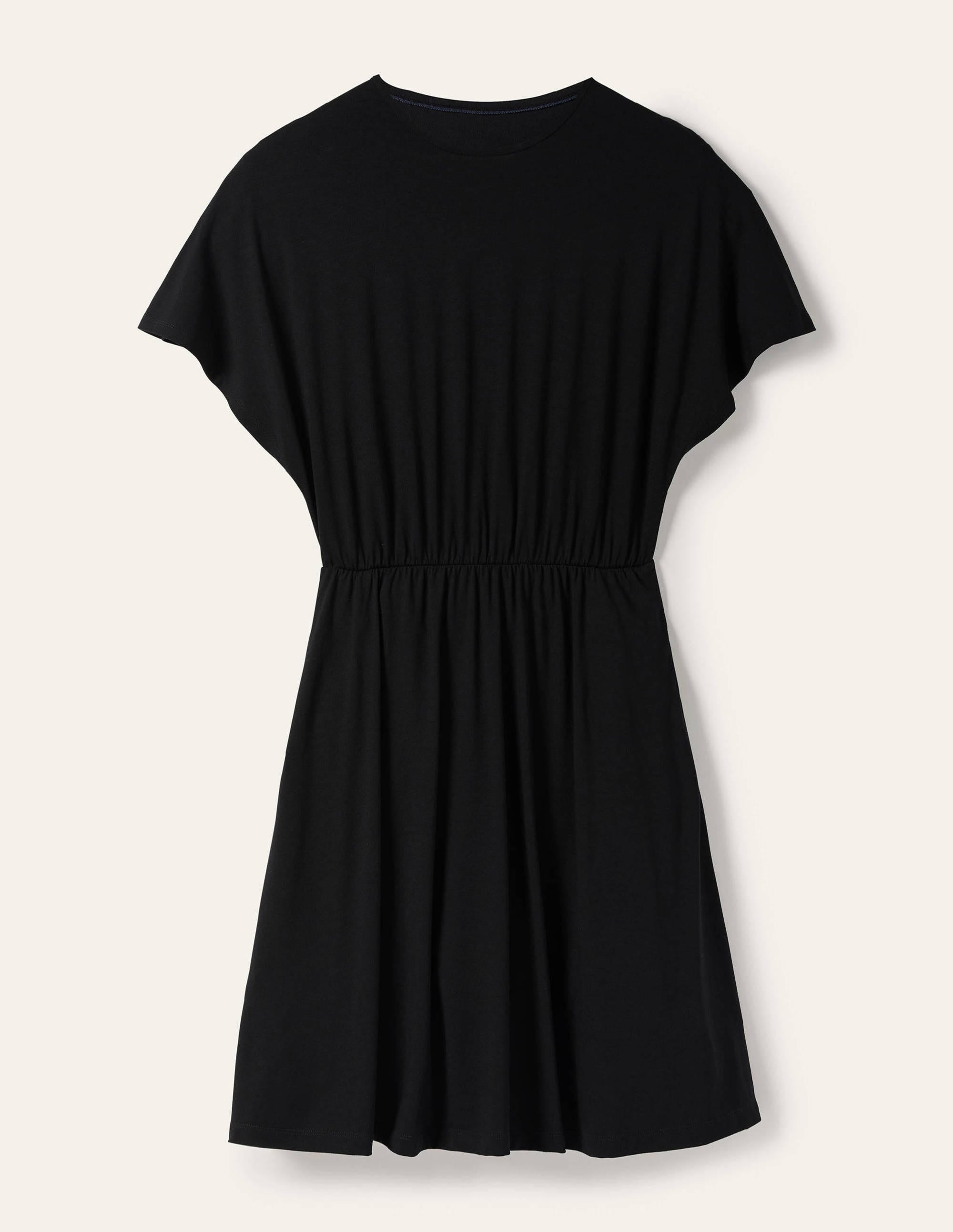 Flutter Sleeve Jersey Dress-Black - Image 5