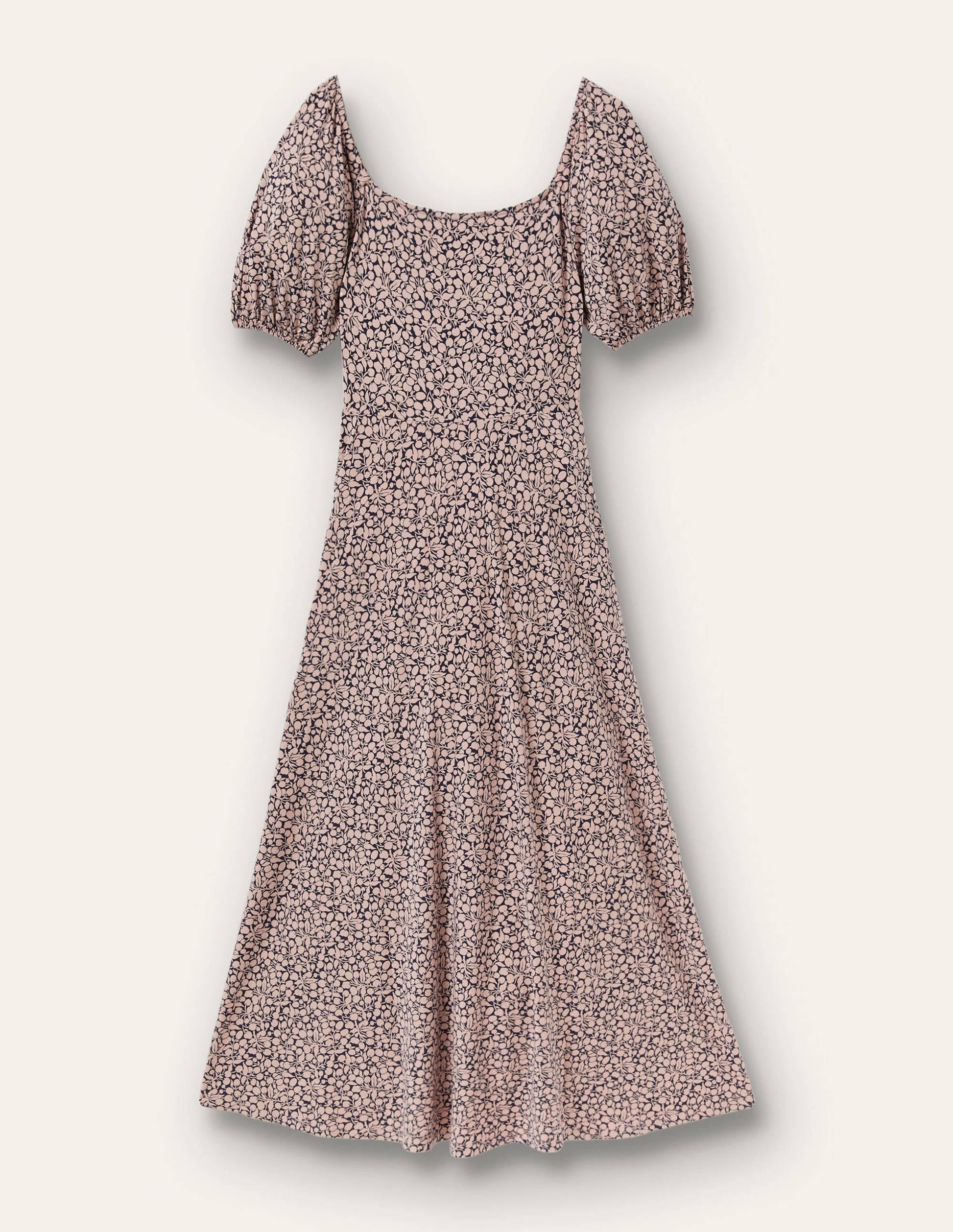 Square Neck Jersey Maxi Dress-Milkshake, Flora Sprig-5