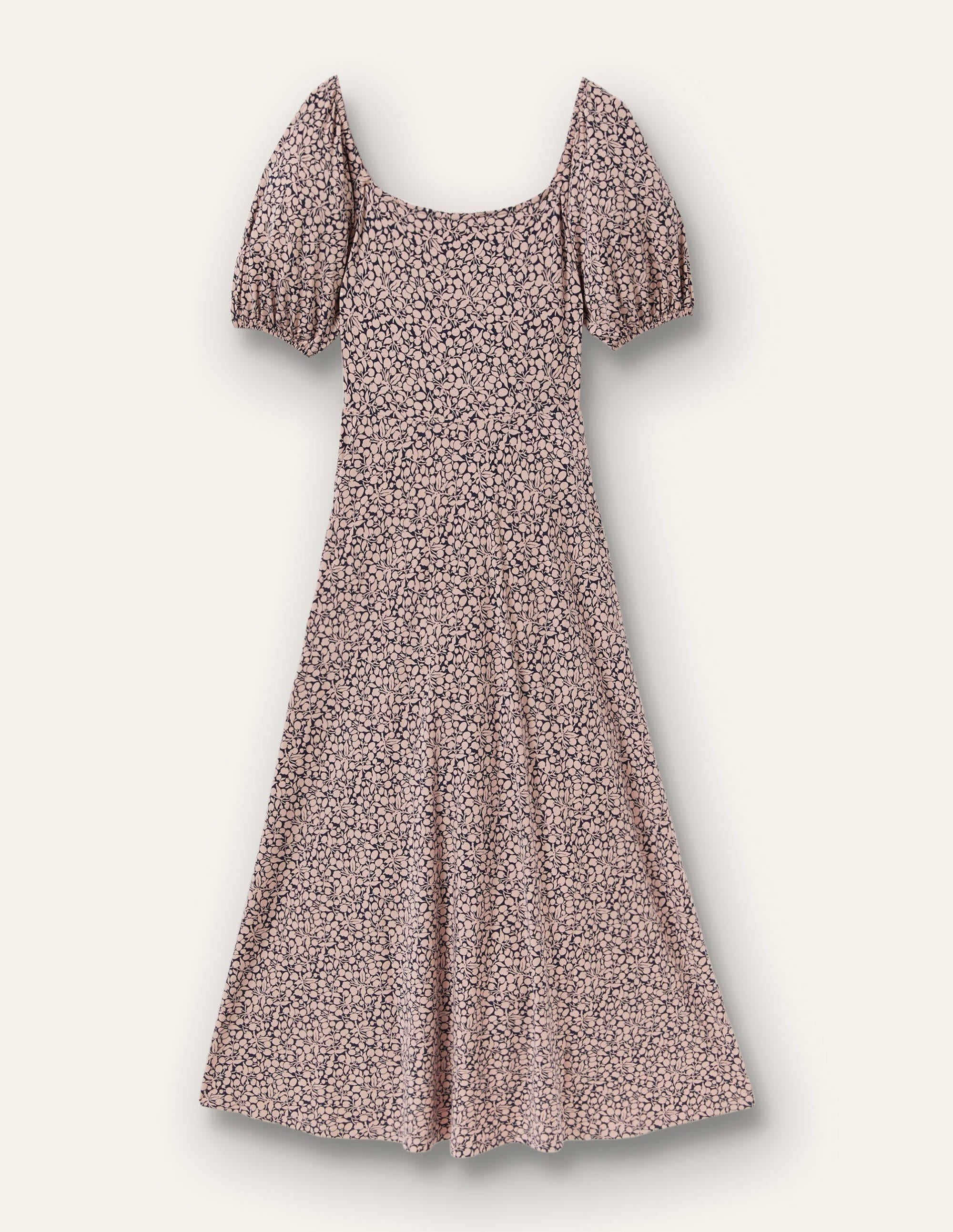 Square Neck Jersey Maxi Dress-Milkshake, Flora Sprig - Image 5