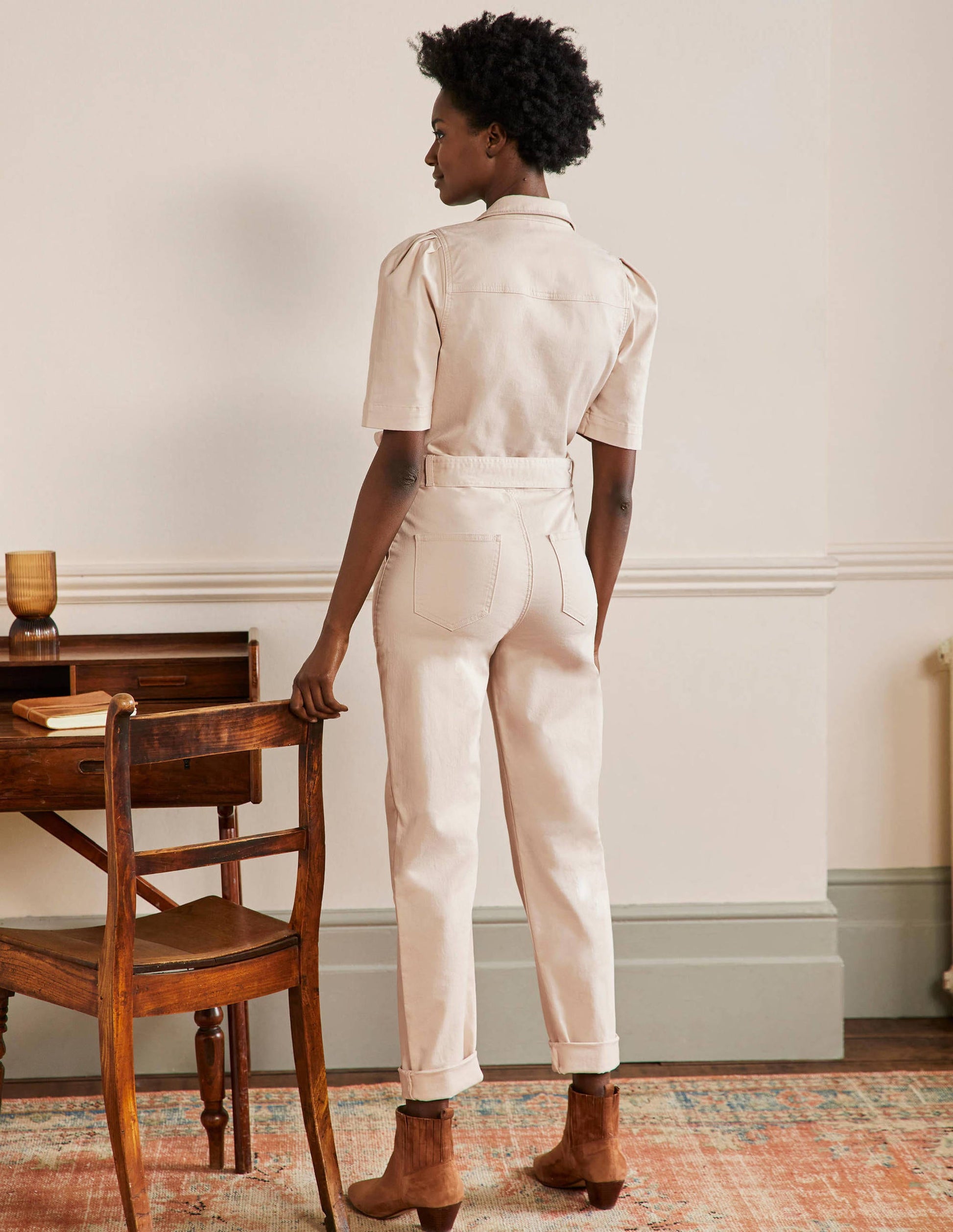 Puff Sleeve Jumpsuit-Oatmilk-3