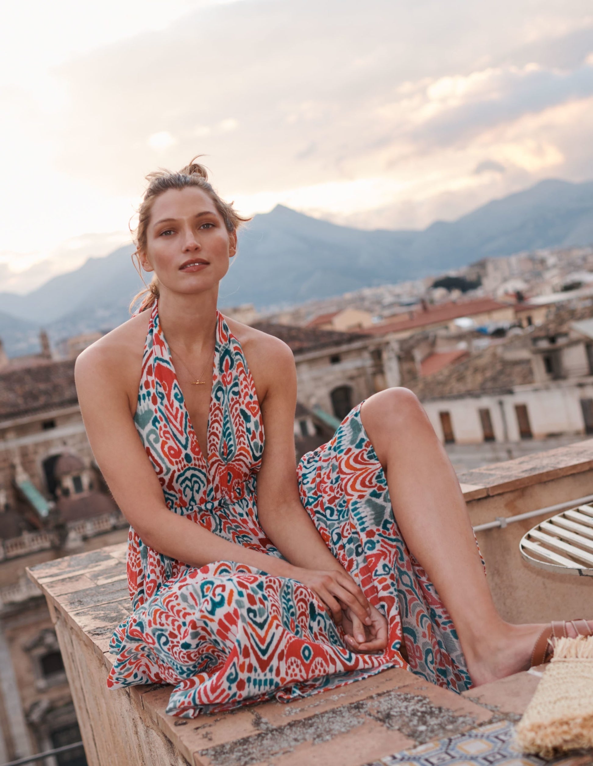 Imogen Halterneck Maxi Dress-Multi, Ikat Charm-6